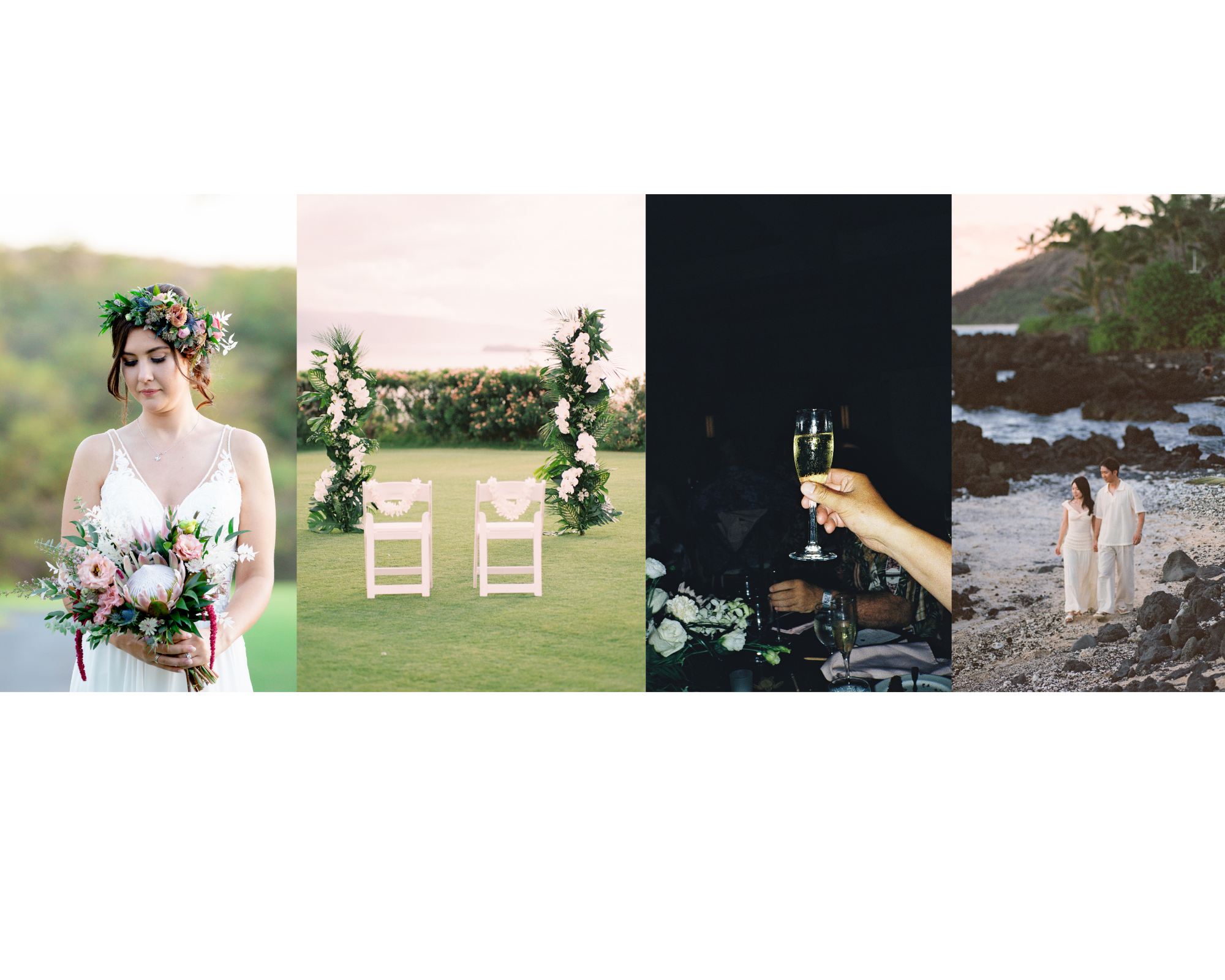 Editorial-style wedding portraits photographed on film in Hawaii