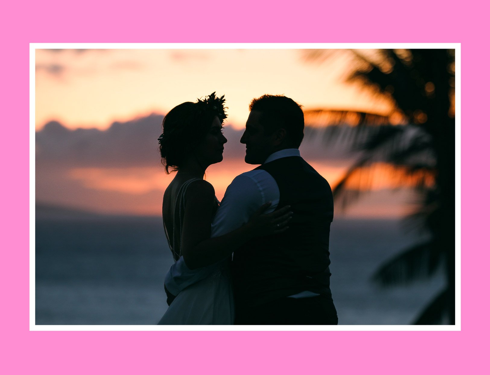 A wedding couple captured on film photography married on the island of Lanai.