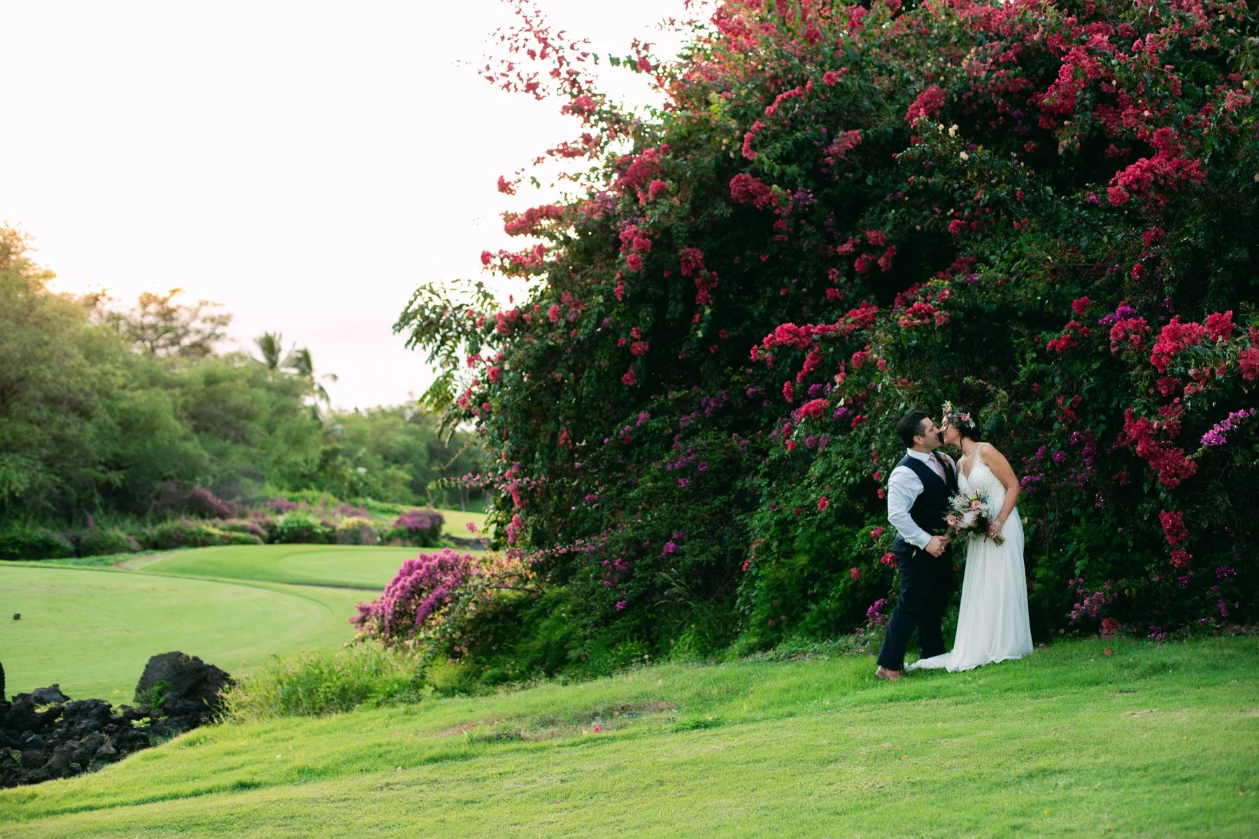 Wedding portraits at the wedding knoll at gather on maui in Wailea.