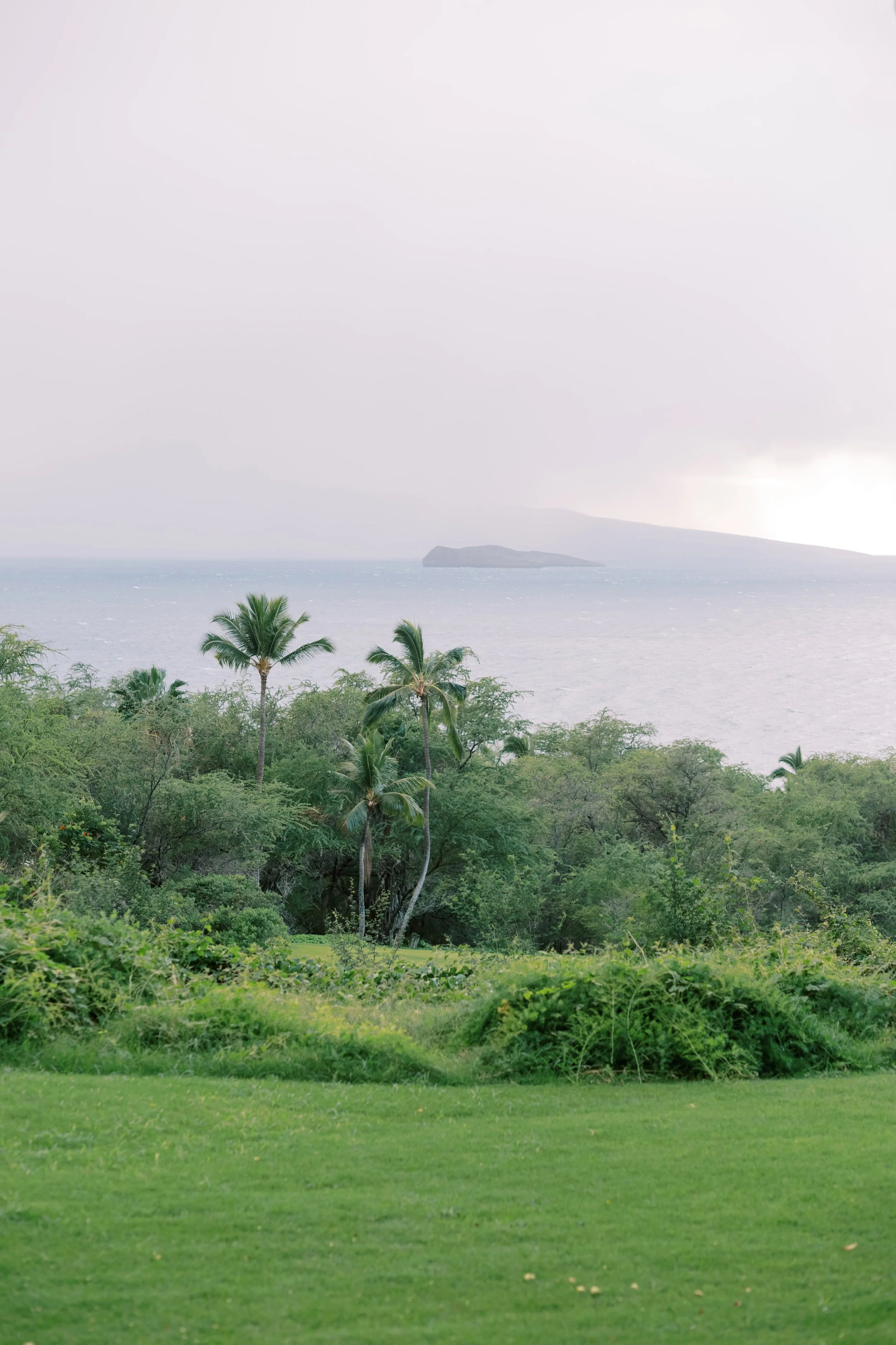 Panoramic view of Gather on Maui wedding venue overlooking the South Maui coastline in Wailea.