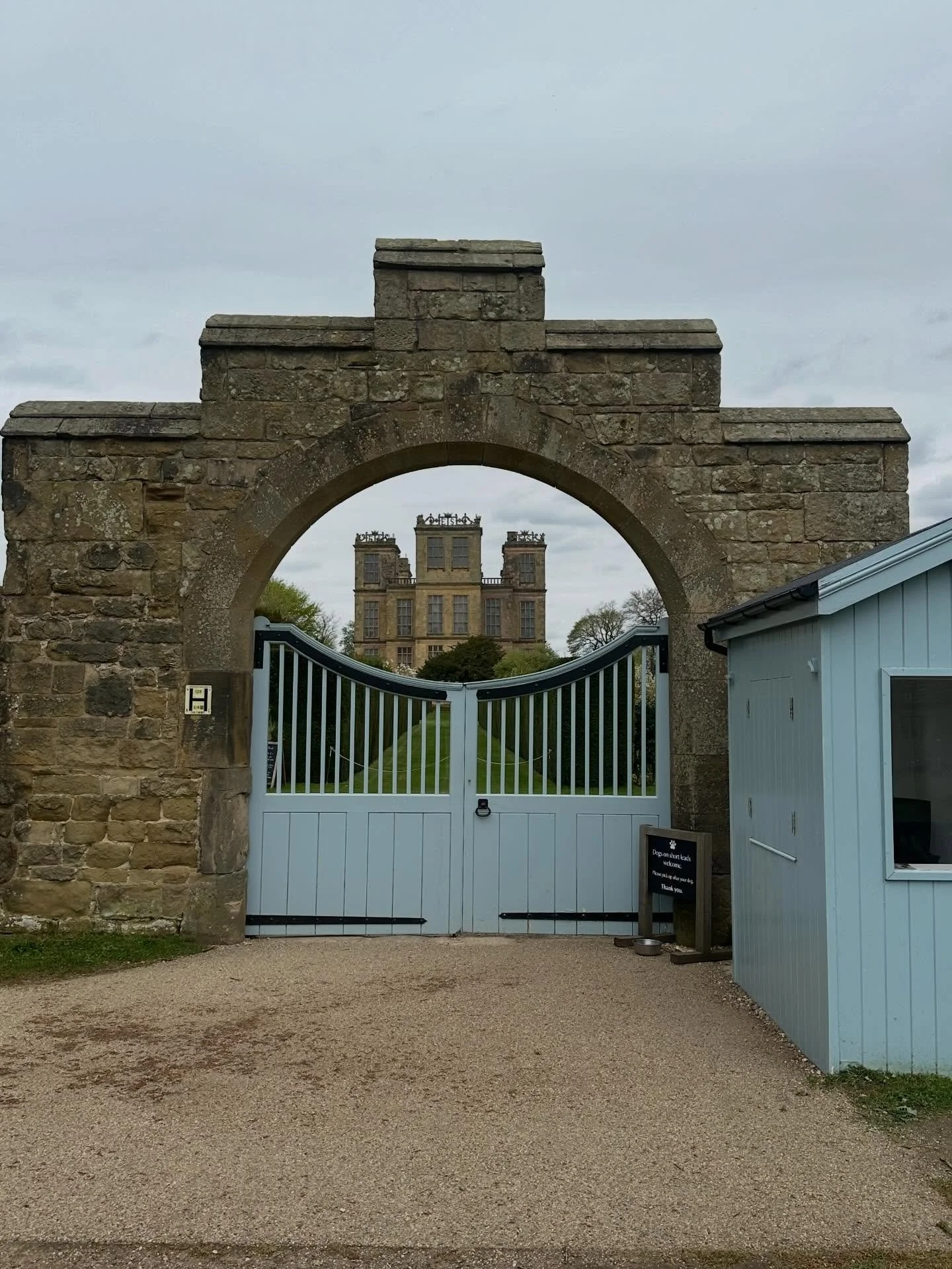 After Wollaton, Hardwick Hall, another Smythson masterpiece where position is all.  Surrounded by a large garden enclosed by a wall studded with banqueting houses, the Hall looks out over the Derbyshire hills while a 1926 double lime avenue stretches