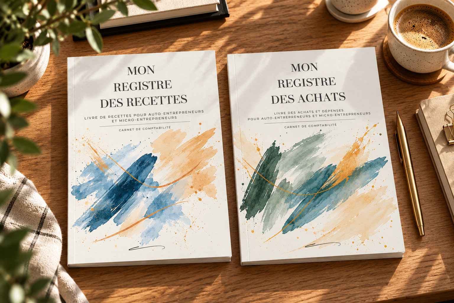 Cahiers de comptabilité auto-entrepreneurs sur bureau - Like an Artist