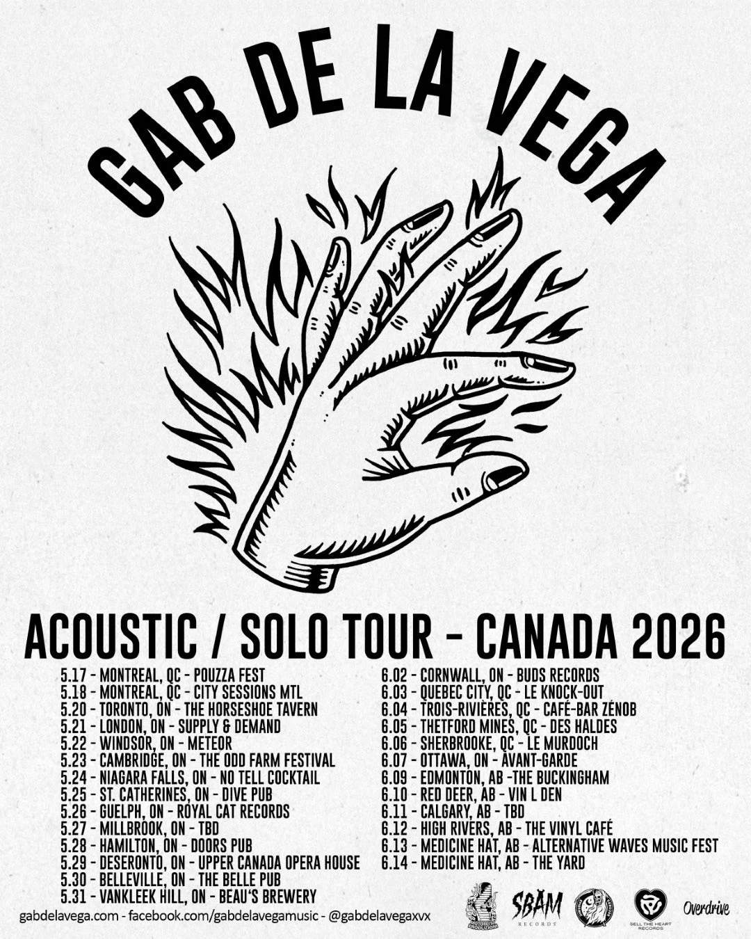 Gab De La Vega announces Canadian Acoustic Tour 2026 in support of ‘Life Burns’