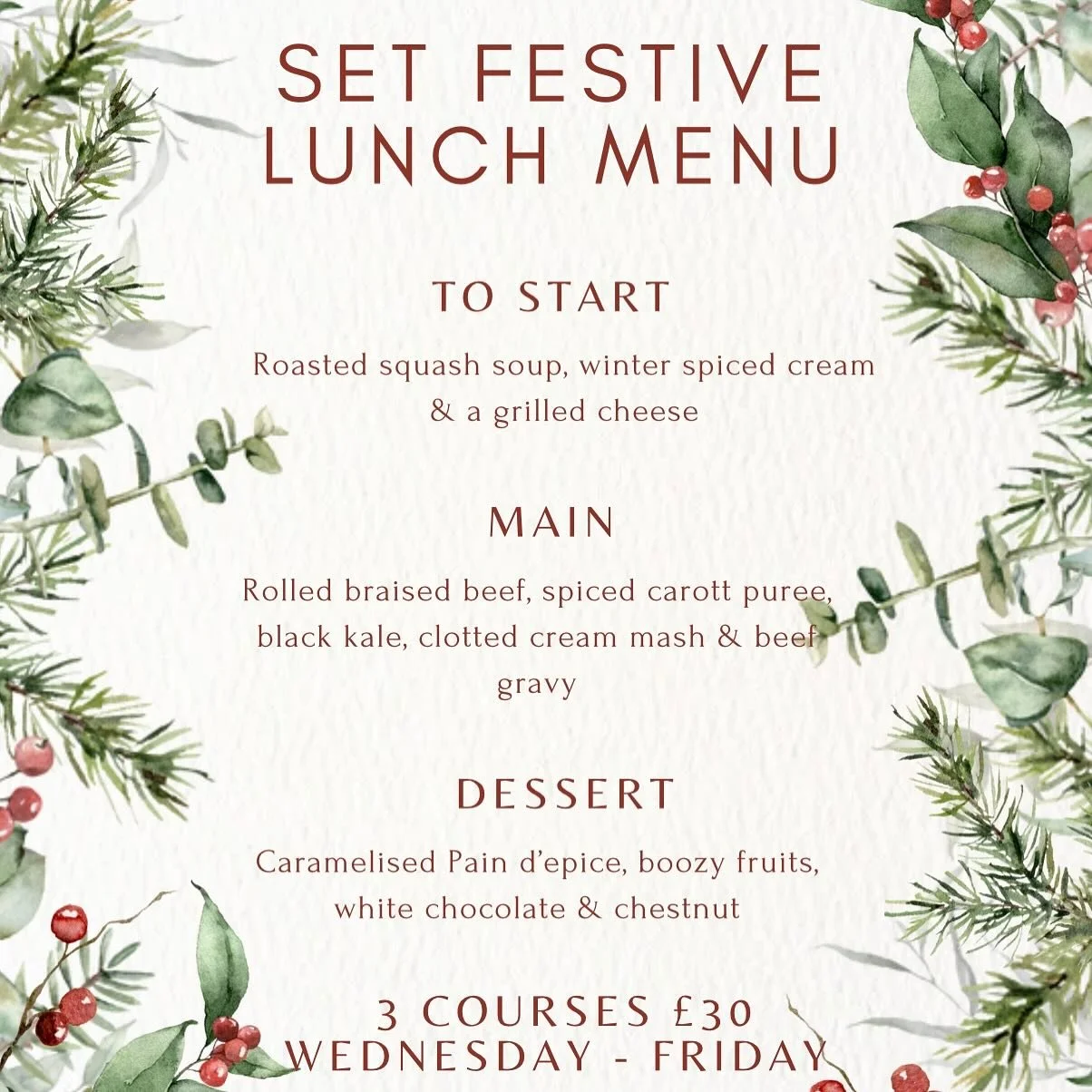 A little festive cheer from us to you! 🎄 
Get ready for our brand new set lunch menu launching tomorrow! 3 courses for just &pound;30, available until 19th December. 
Reservations are advised - book now via the link in our bio.