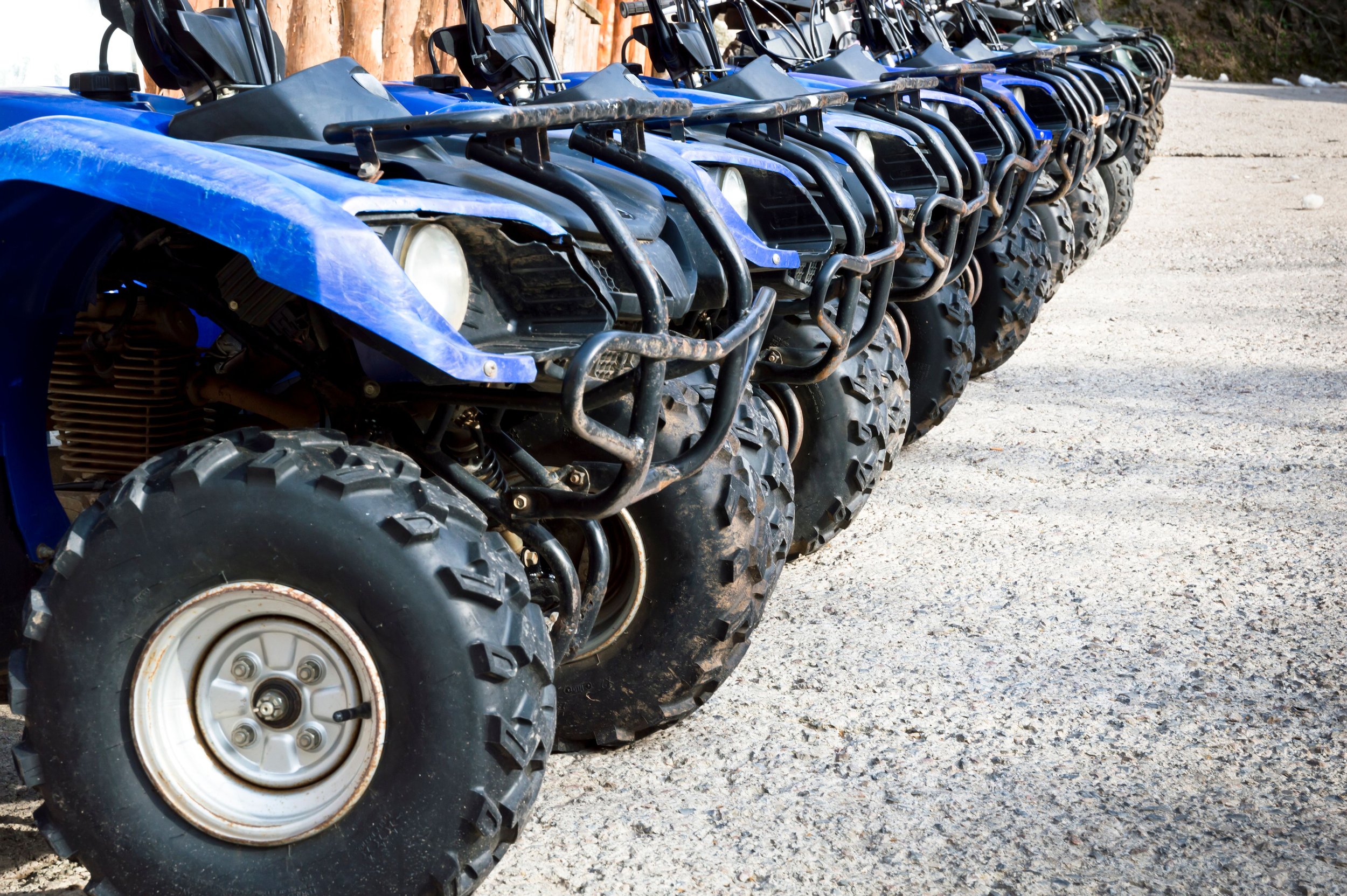 Multiple ATVs lined up