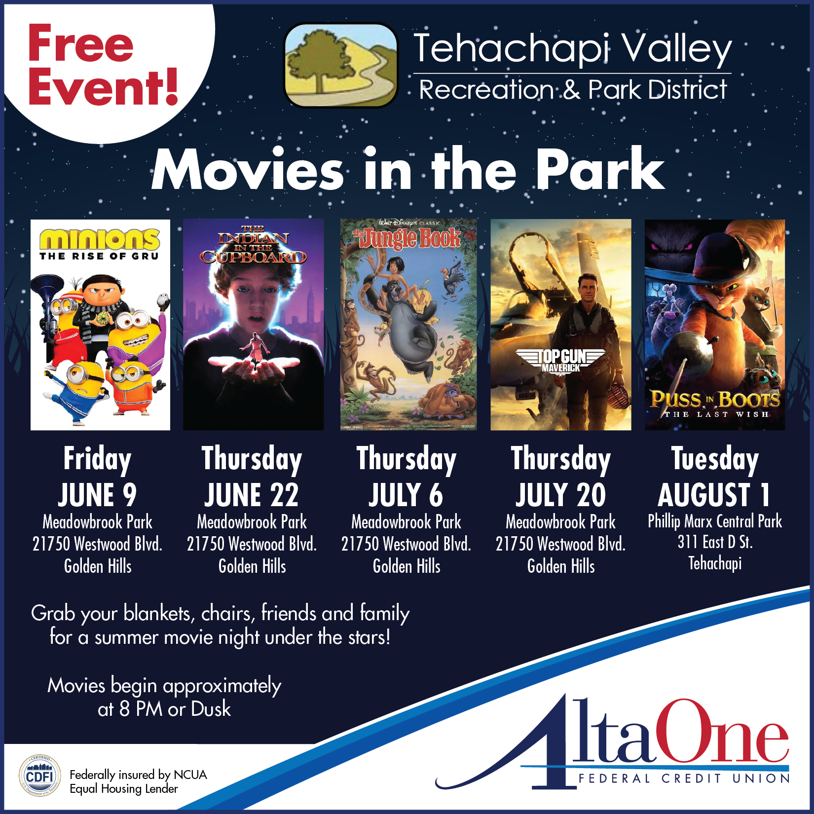 Tehachapi Movies in the Park - Minions The Rise of Gru