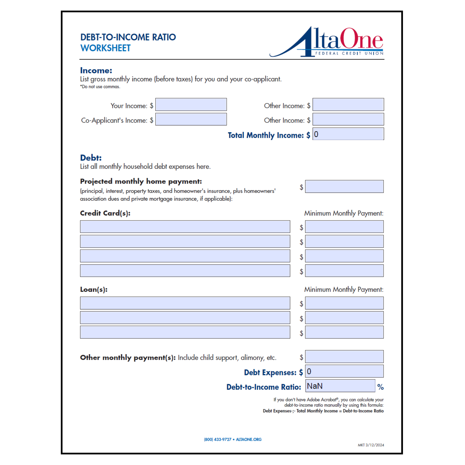 Calculate Your Debt-to-Income Ratio