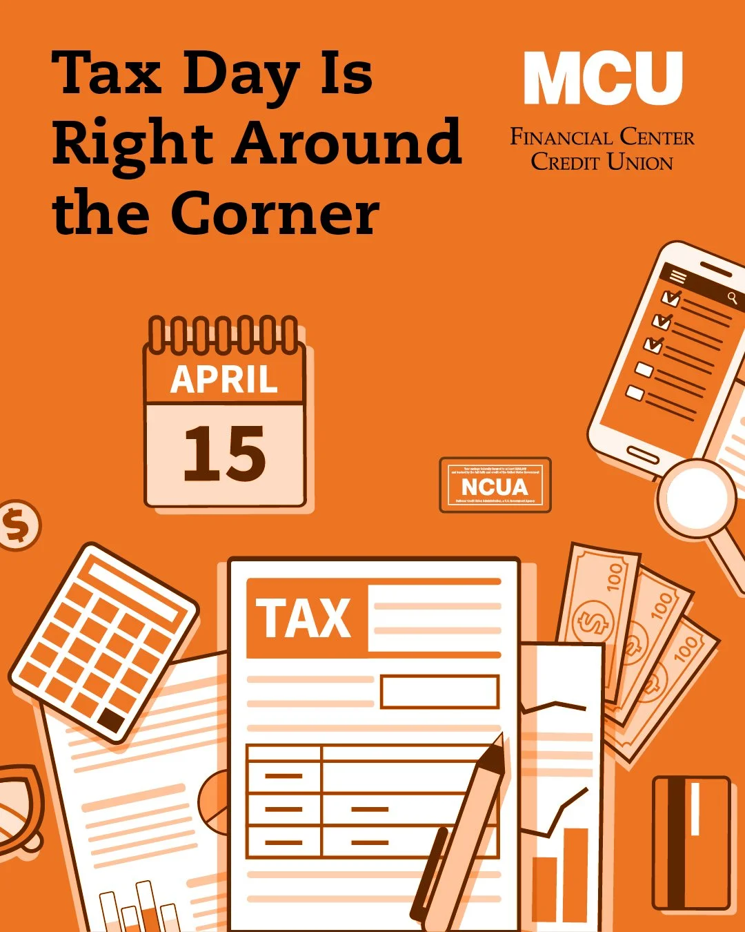 Heads up! Tax Day is April 15. Need a hand this season? Enjoy 25% off* tax preparation services at MCU Financial Services Credit Union. Our team makes filing easy with convenient, professional expertise you can trust. To learn more, visit: mcucreditu
