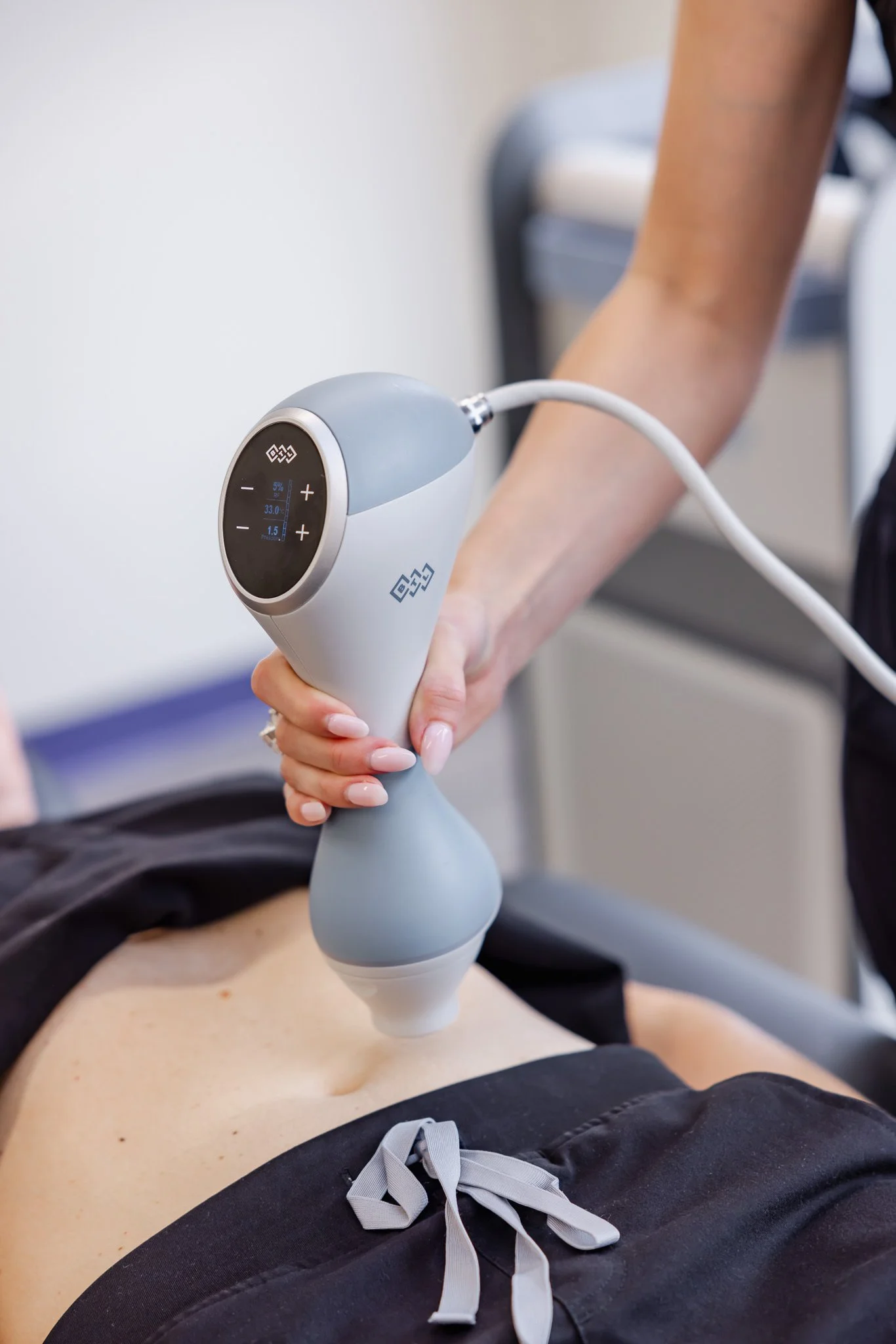 Client receiving EMtone cellulite reduction and skin tightening treatment at Morph Med Spa in Ridgefield, CT