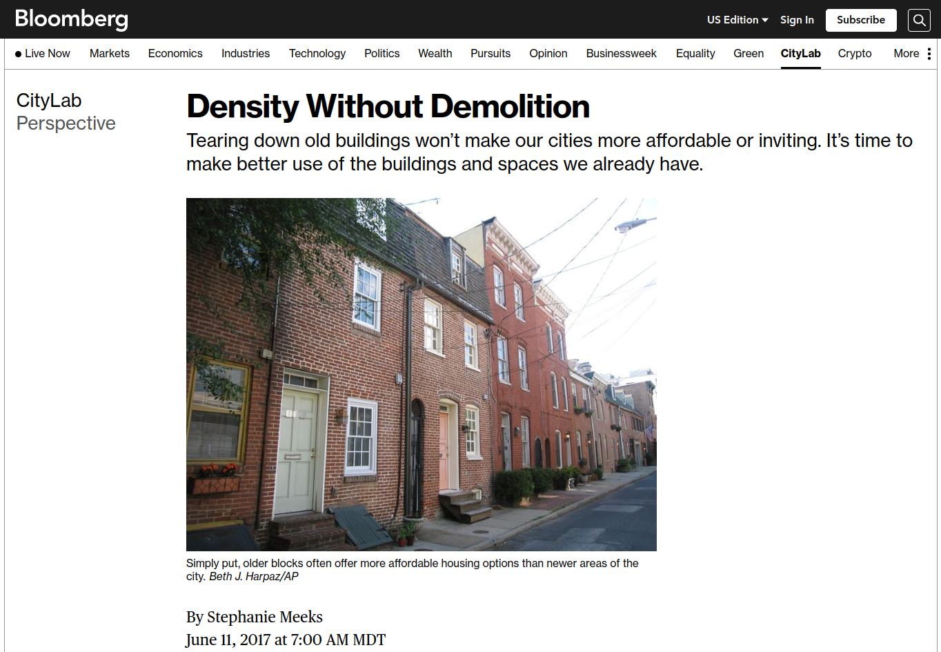 Bloomberg: Density Without Demolition—Tearing down old buildings won’t make our cities more affordable or inviting.