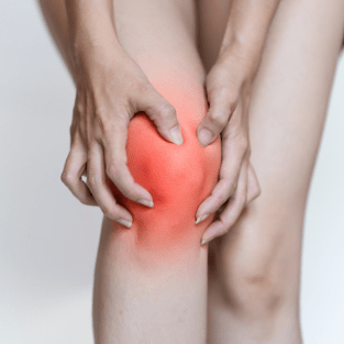 Knee and joint pain from arthritis highlighted in red
