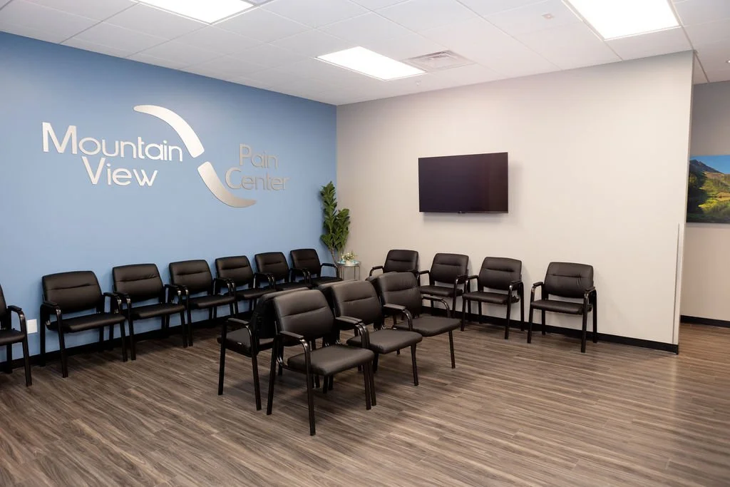 The waiting area at a Mountain View Pain Center clinic