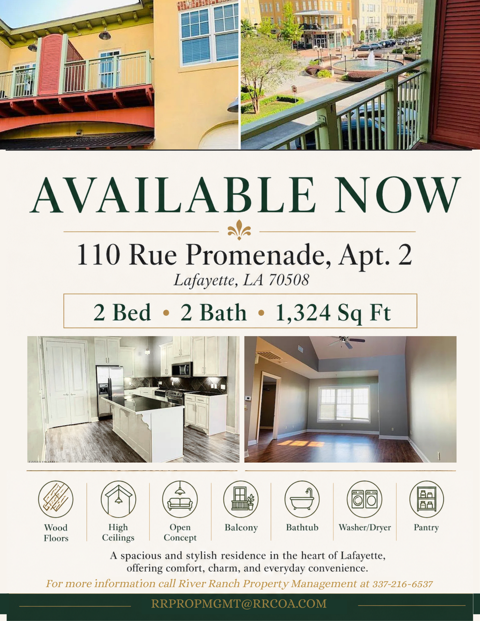 RUE PROMENADE RESIDENTIAL UNIT NOW AVAILABLE