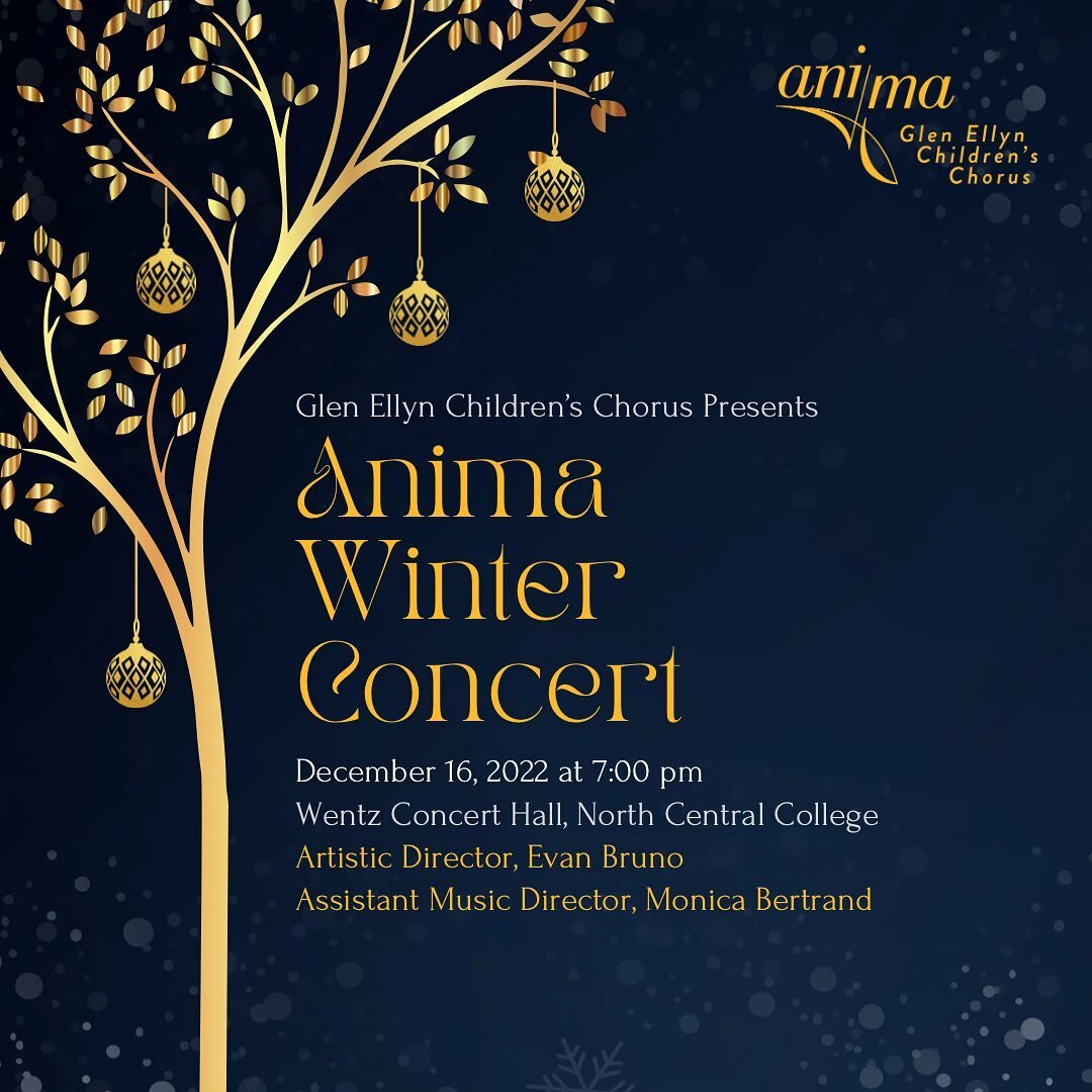 Putting the final touches on the Anima - Glen Ellyn Children's Chorus Winter Concert. Do you have your tickets yet? Join us on Friday, December 16 at 7pm at Wentz Hall for a night of song, celebration, and joy! Save $3 per ticket by buying your ticke