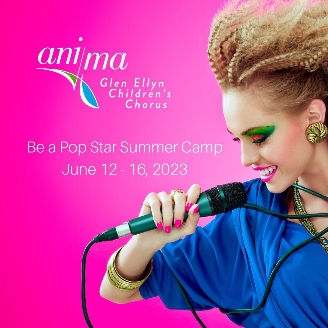 Is your future pop star still basking in the afterglow of the TSwift concert last weekend?? 

Jump start building their pop star brand at Anima - Glen Ellyn Children's Chorus Be a Pop Star Summer Camp! Campers will discover what kind of pop star they