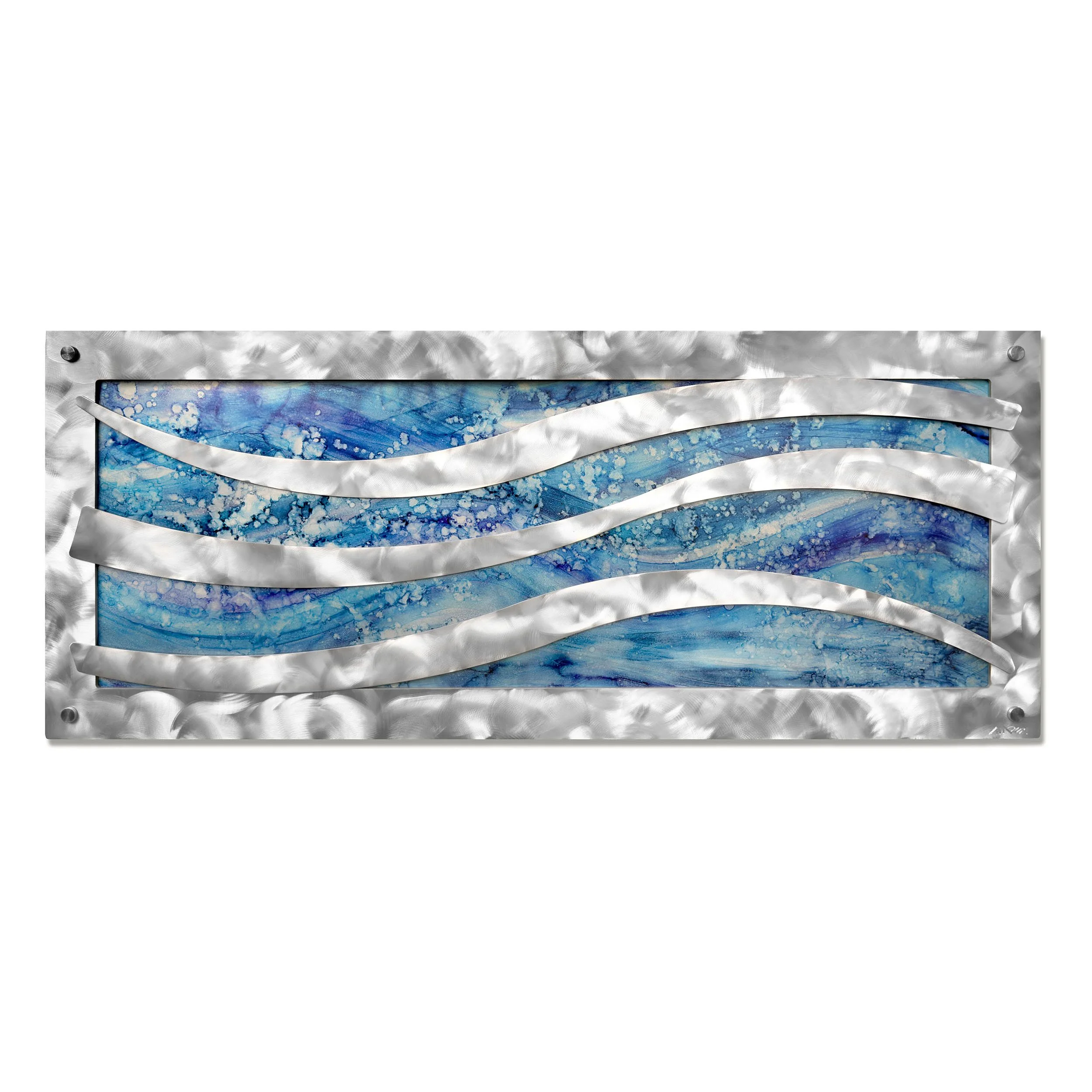 Serene Waves, 20 x 48.5 x 1 inches, aluminum, solvent dyes, lacquer