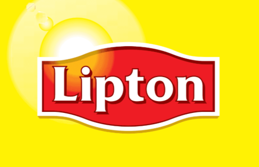 Lipton tea logo on a yellow background.