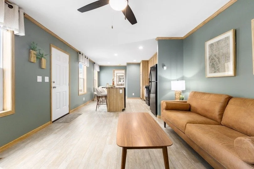 livingroom photo looking into the kitchen inside cavco manufactured home 