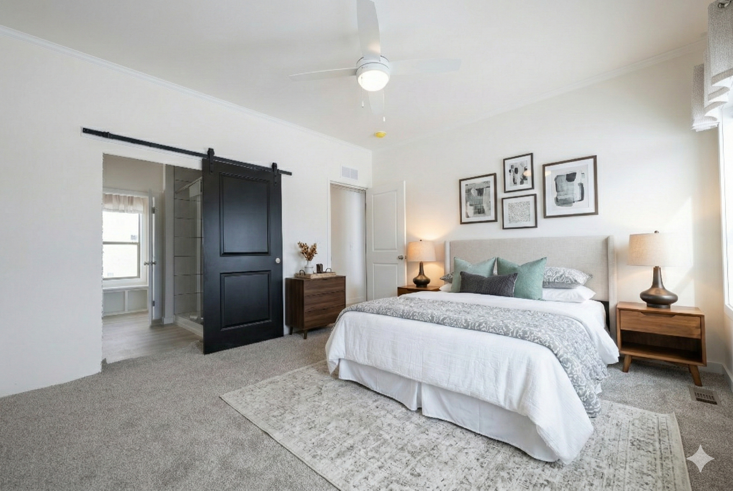 master bedroom photo withe bed and night stands inside the cavco dakota manufactuted home. 
