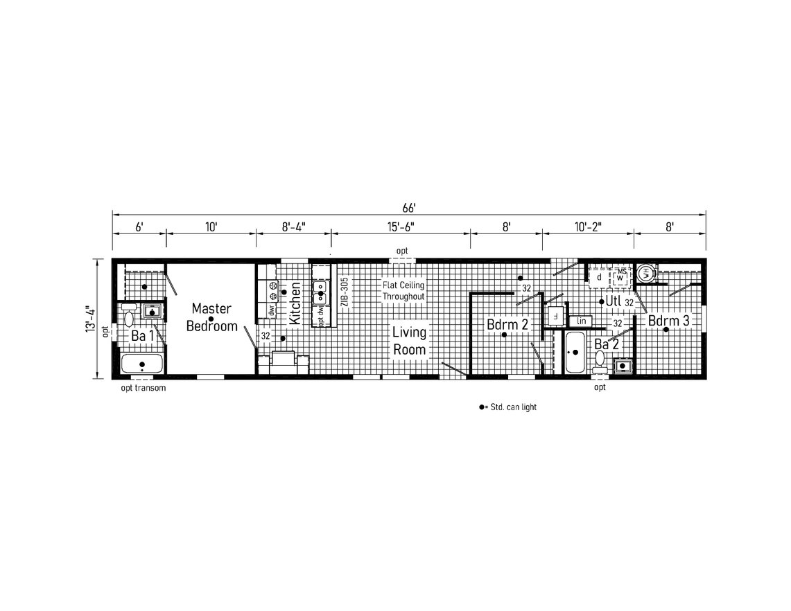 image of cavco edge 14663A singlewide home floor plan