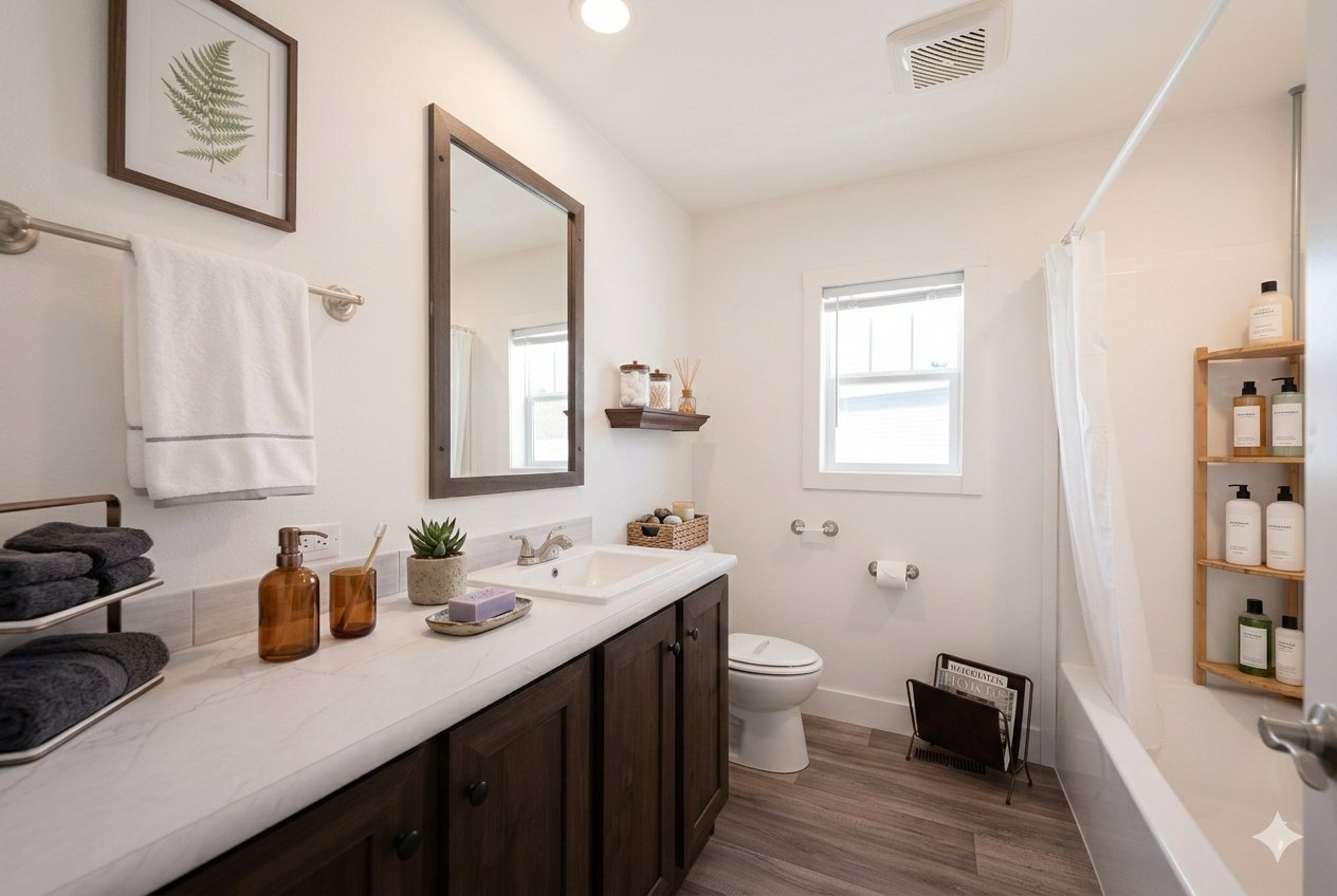 secondary bathroom in the schult tempo hey jude manufactured home 