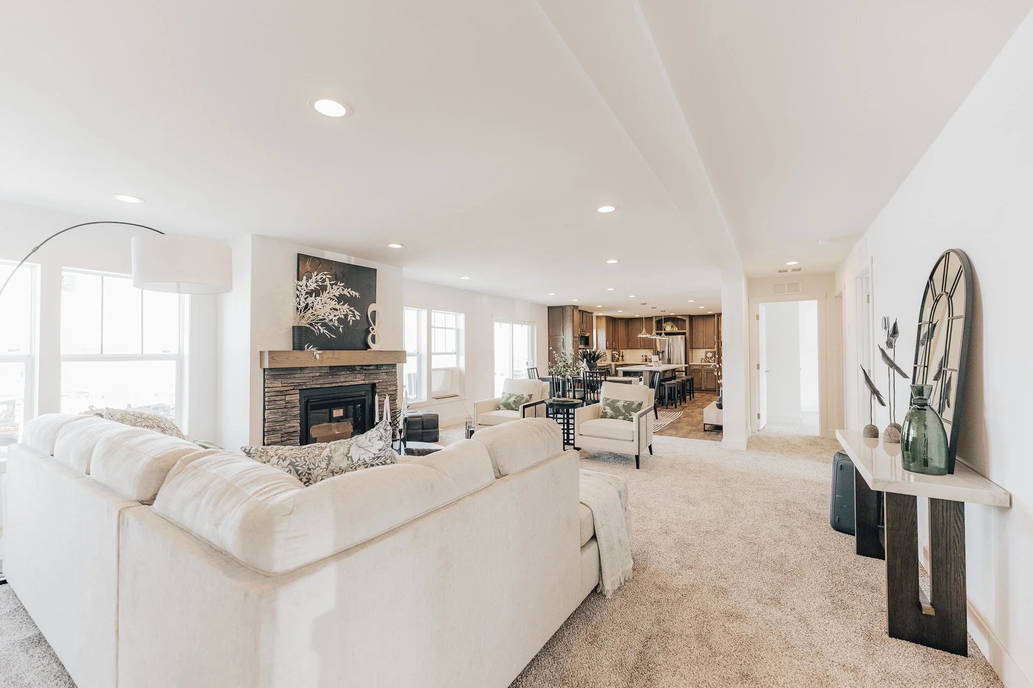 living room photo of modular home in bismarck