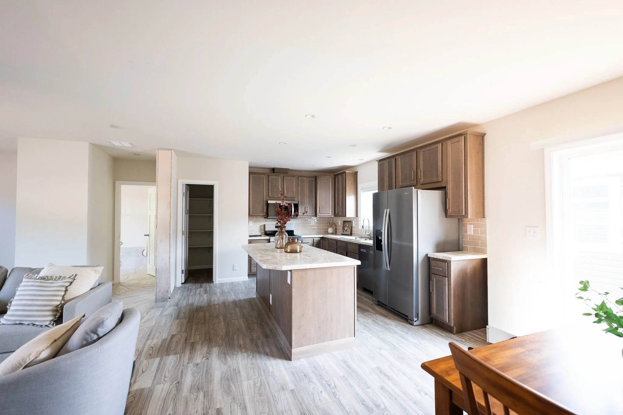 view of the kitchen with large pantry in the kitchen 