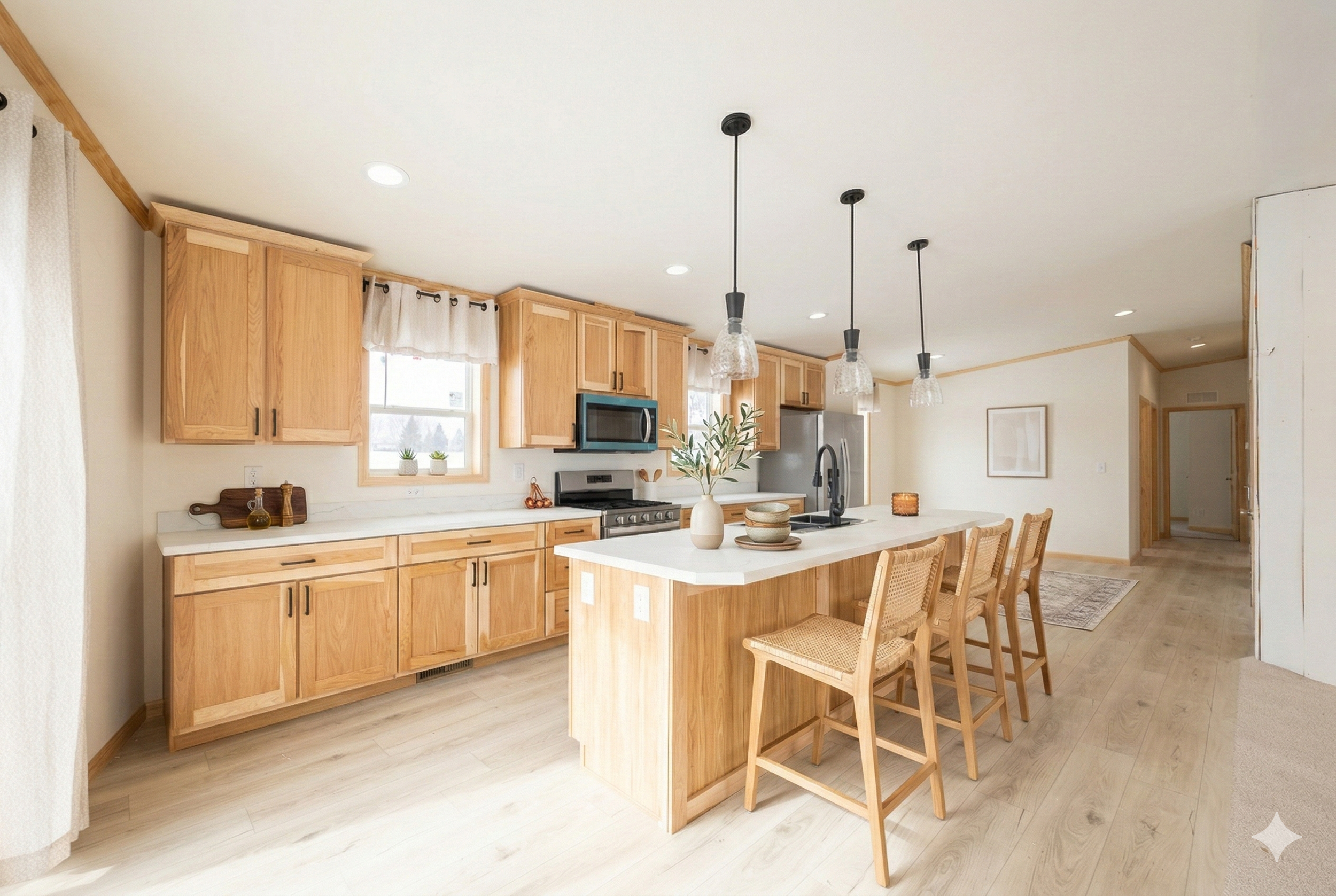 great photo of the kitchen photo of the hickory cabinets inside the westlake retreat 28525E cavco manufactured home 