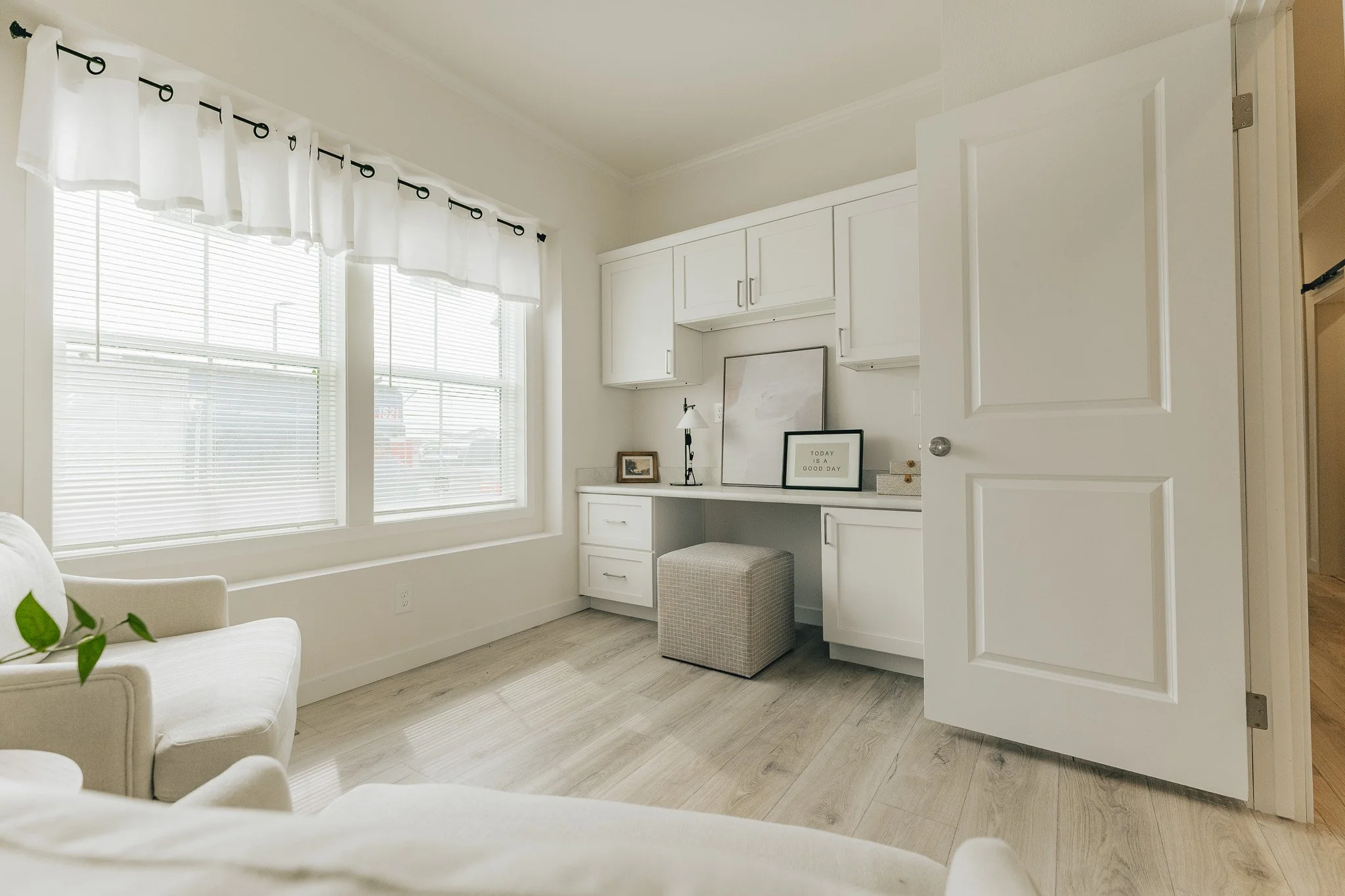 built in office desk inside office room in cavco farmhouse manufactured home