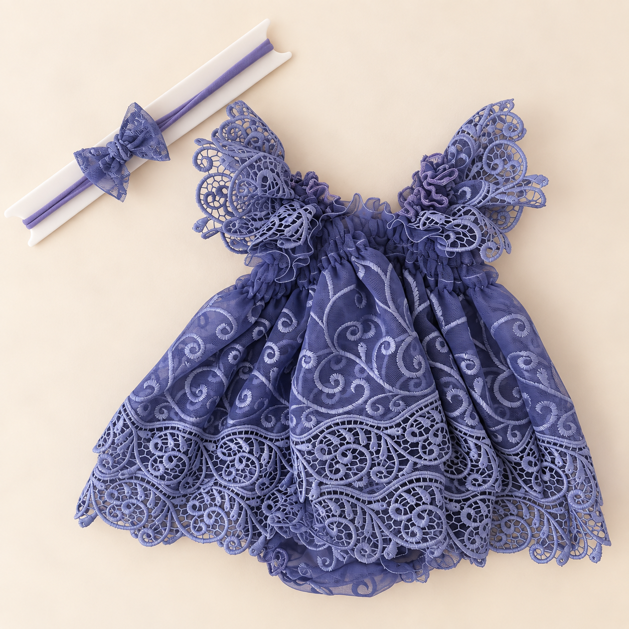 Lavender Lace Newborn Dress & Headband Set
