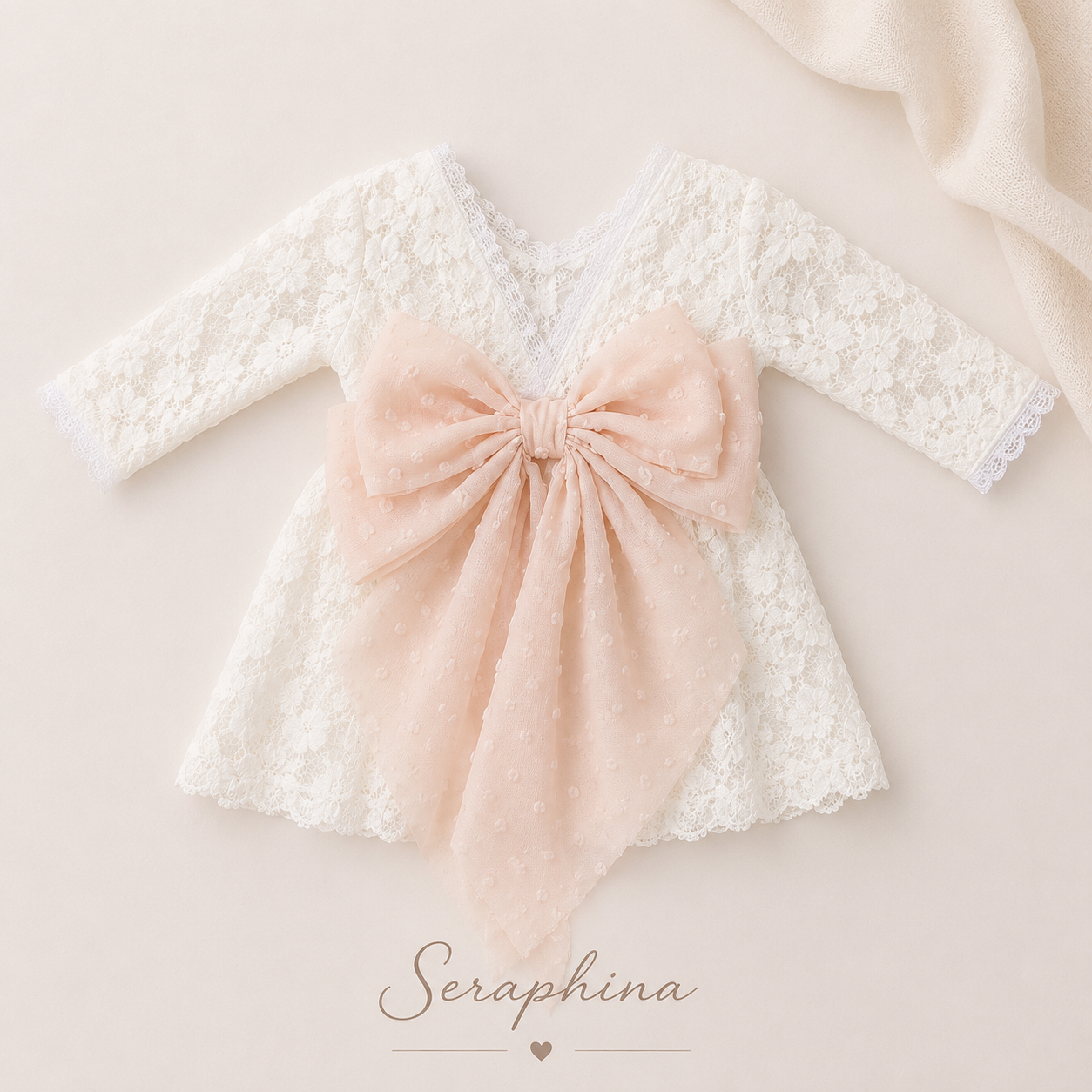 Seraphina Blush Lace Newborn Dress & Headband Set