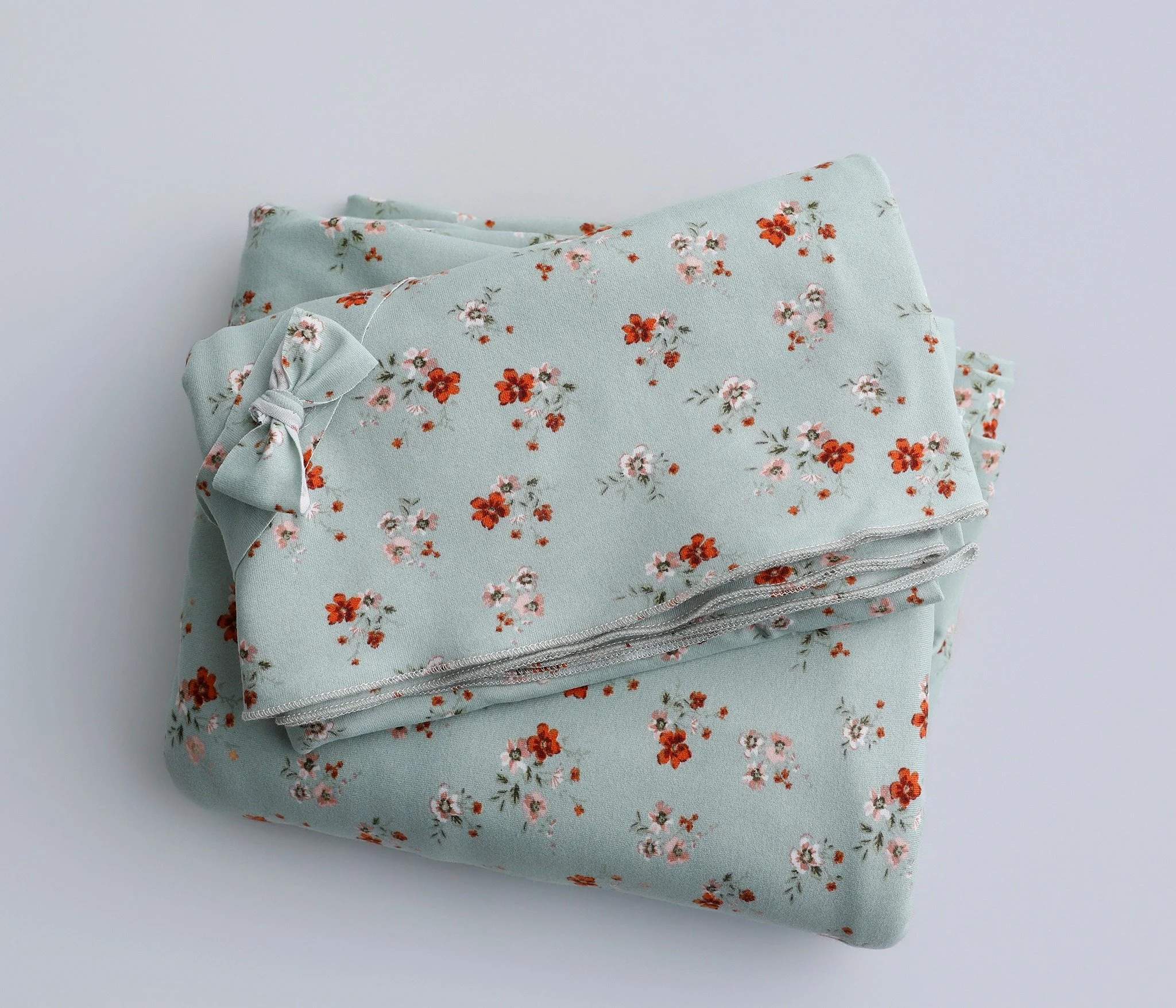 Sage Floral Newborn Wrap & Headband Set
