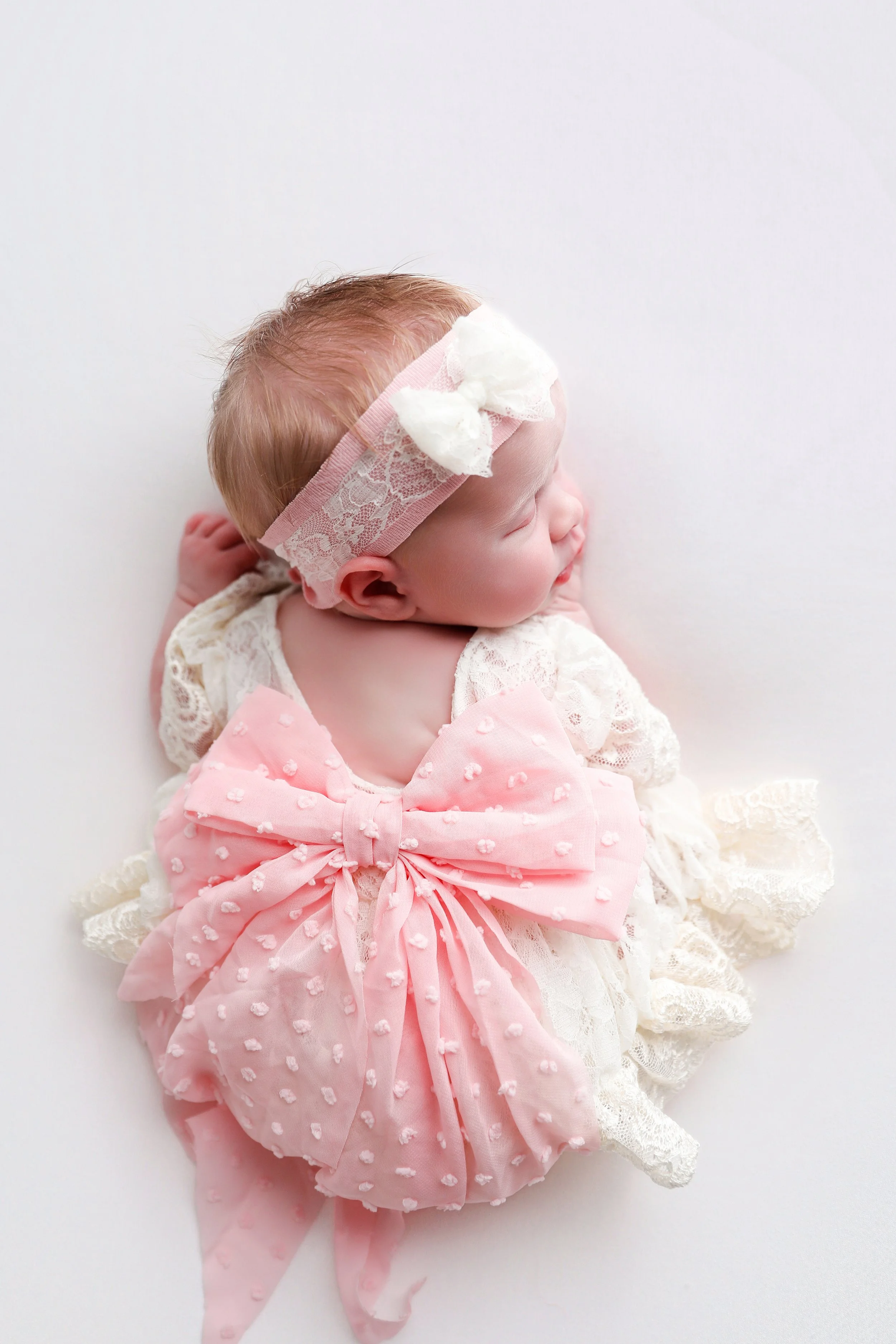 Juliette Pink Lace Newborn Dress & Headband Set