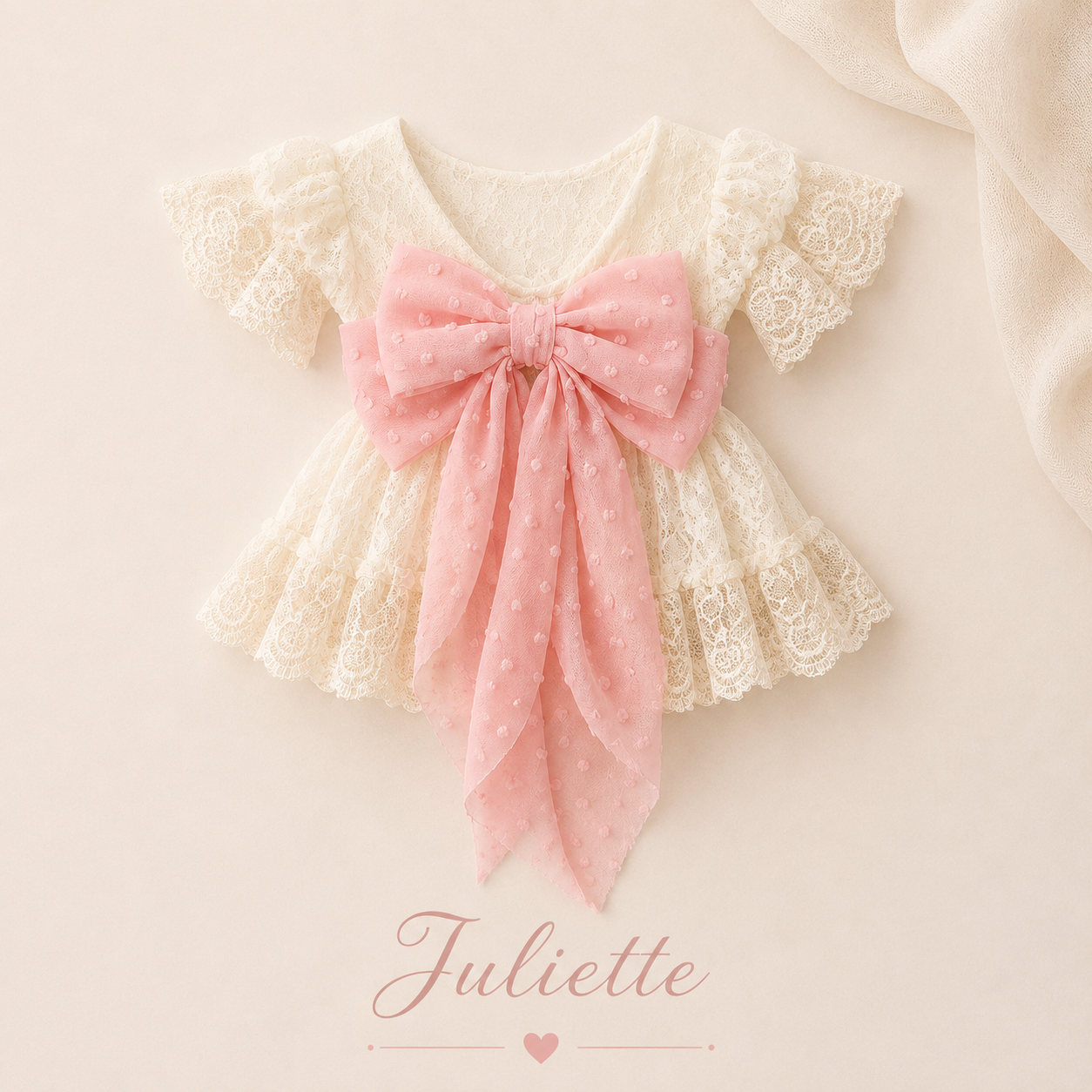 Juliette Pink Lace Newborn Dress & Headband Set