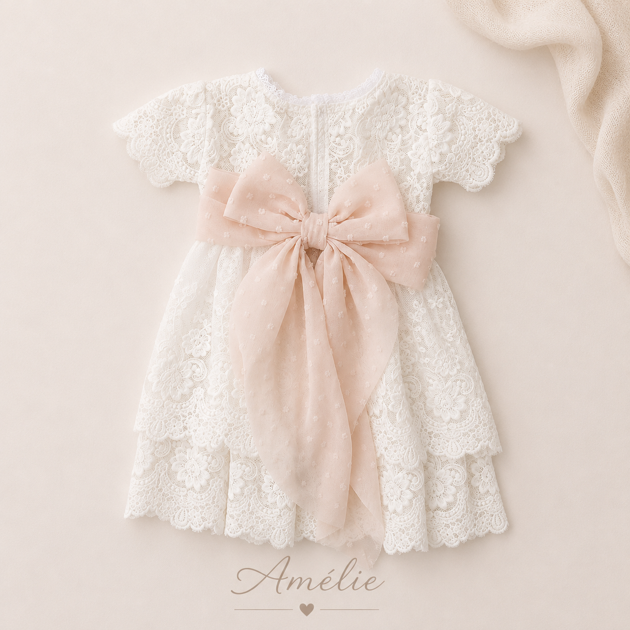 Amélie Newborn Lace Dress & Headband Set