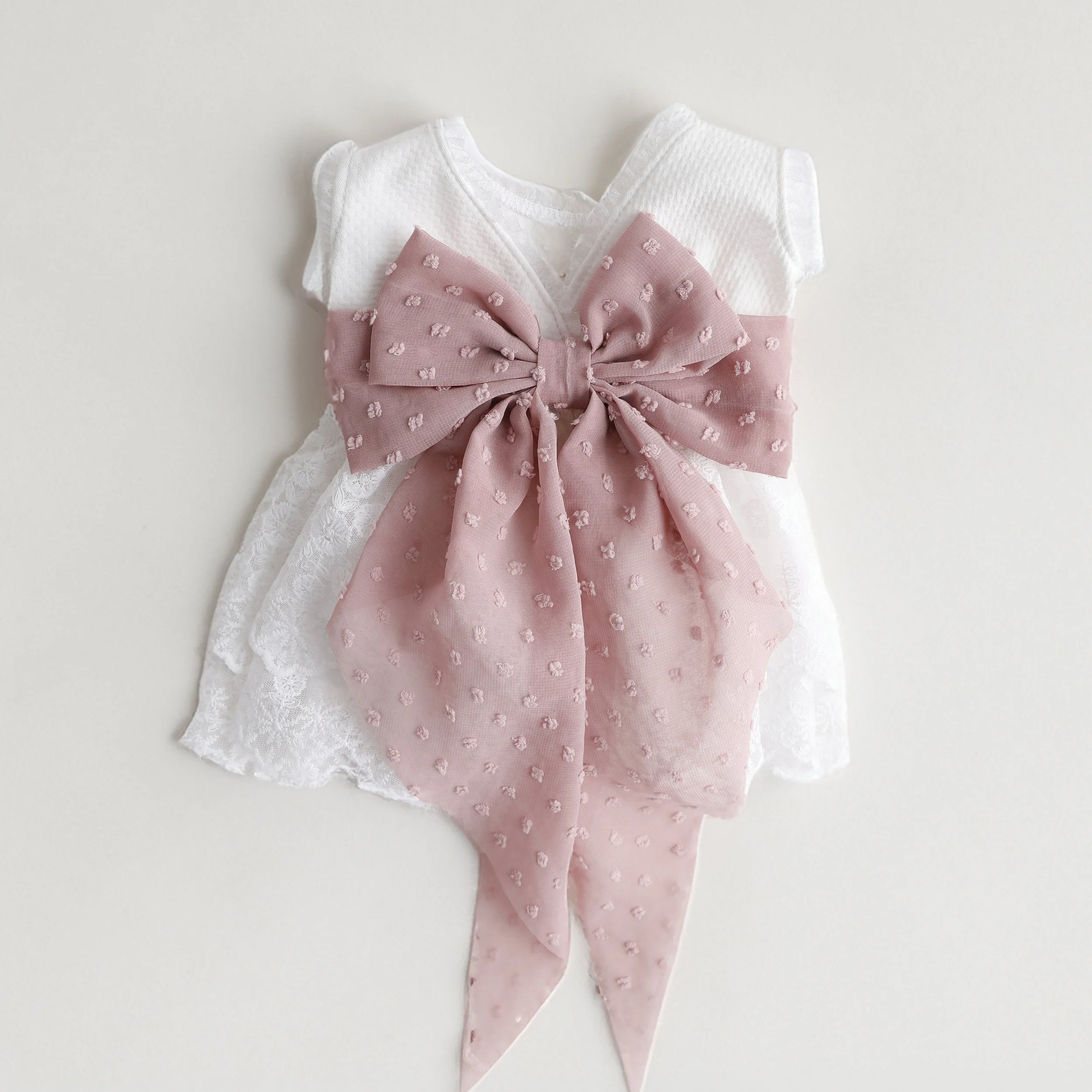 Sarah Bow Dress Oversized Blush Bow