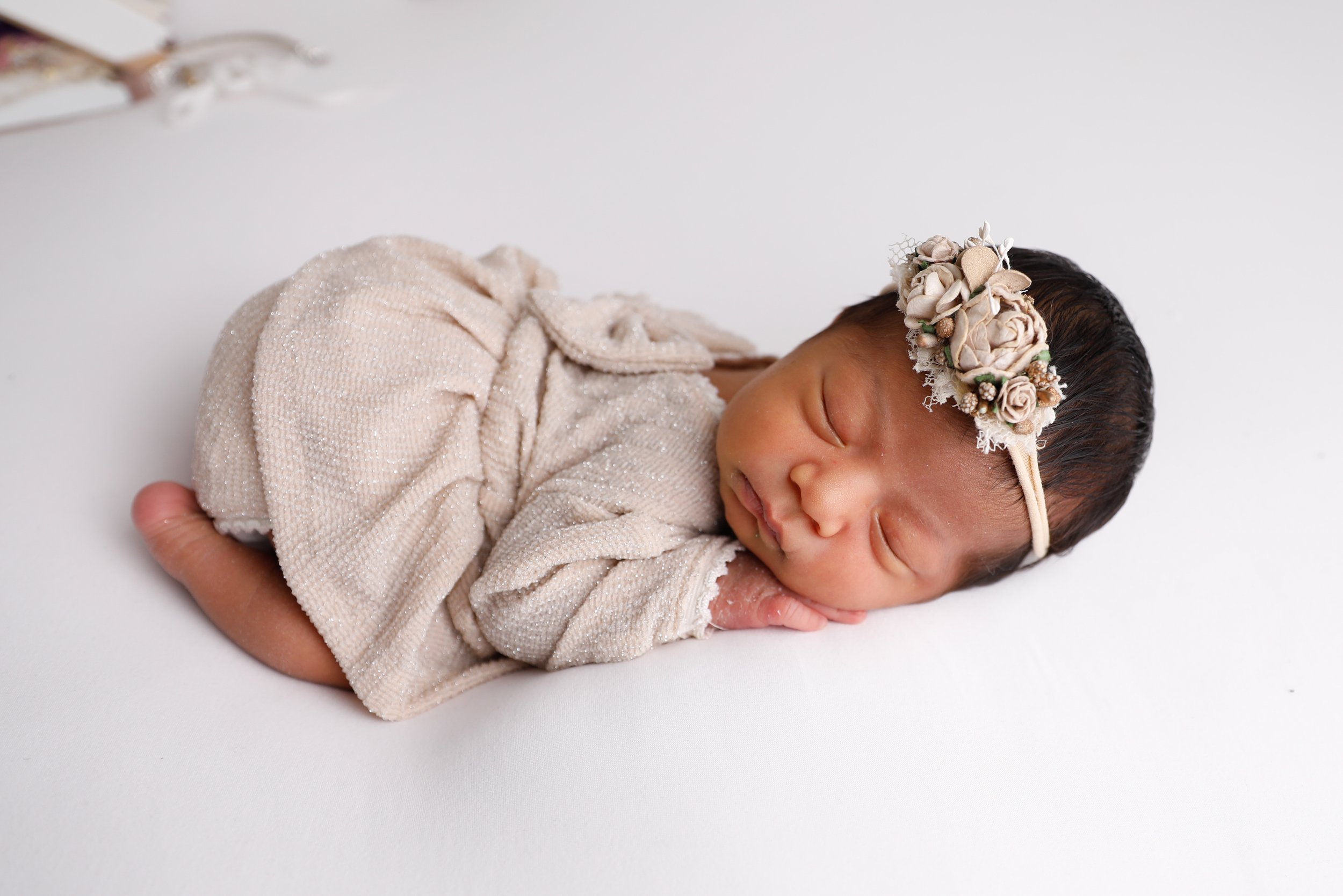 Champagne Sparkle Newborn Gown