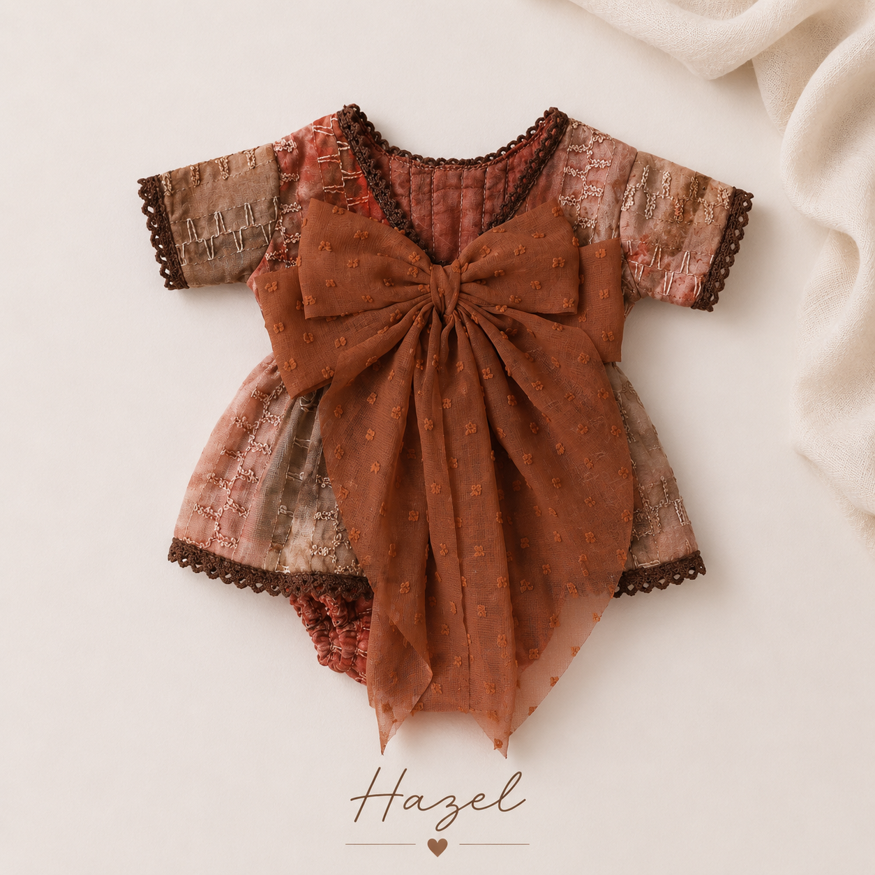 Hazel Rust Newborn Outfit & Headband Set