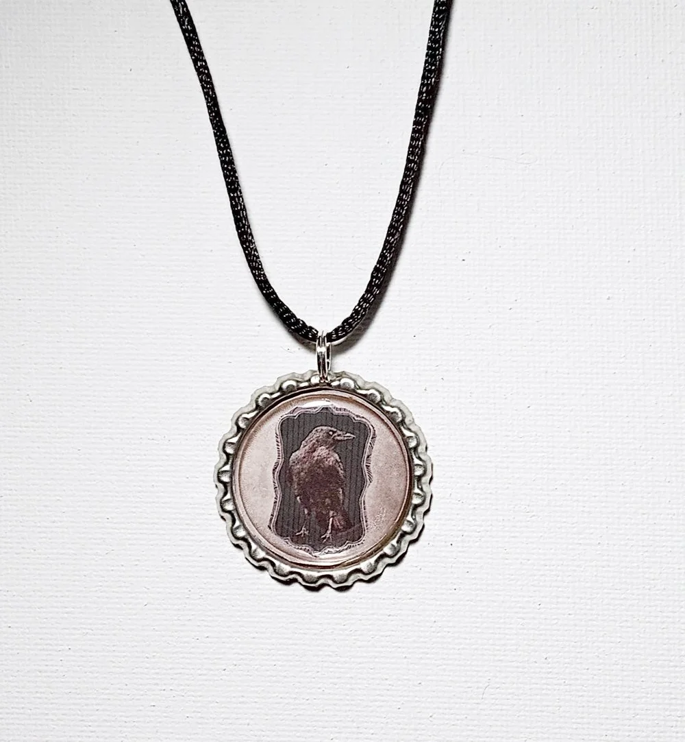 Goth Raven Pendant Necklace