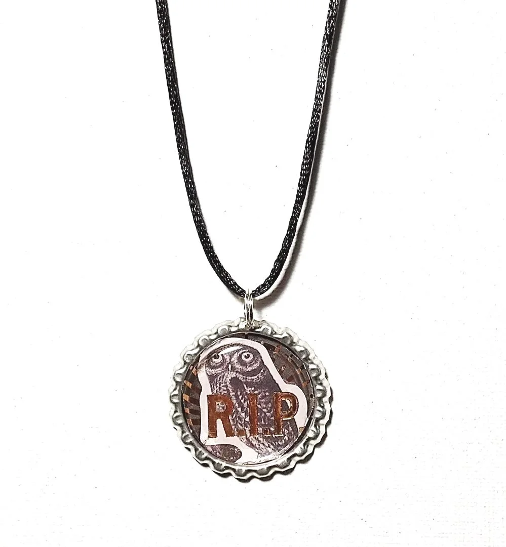 RIP Owl Pendant Necklace
