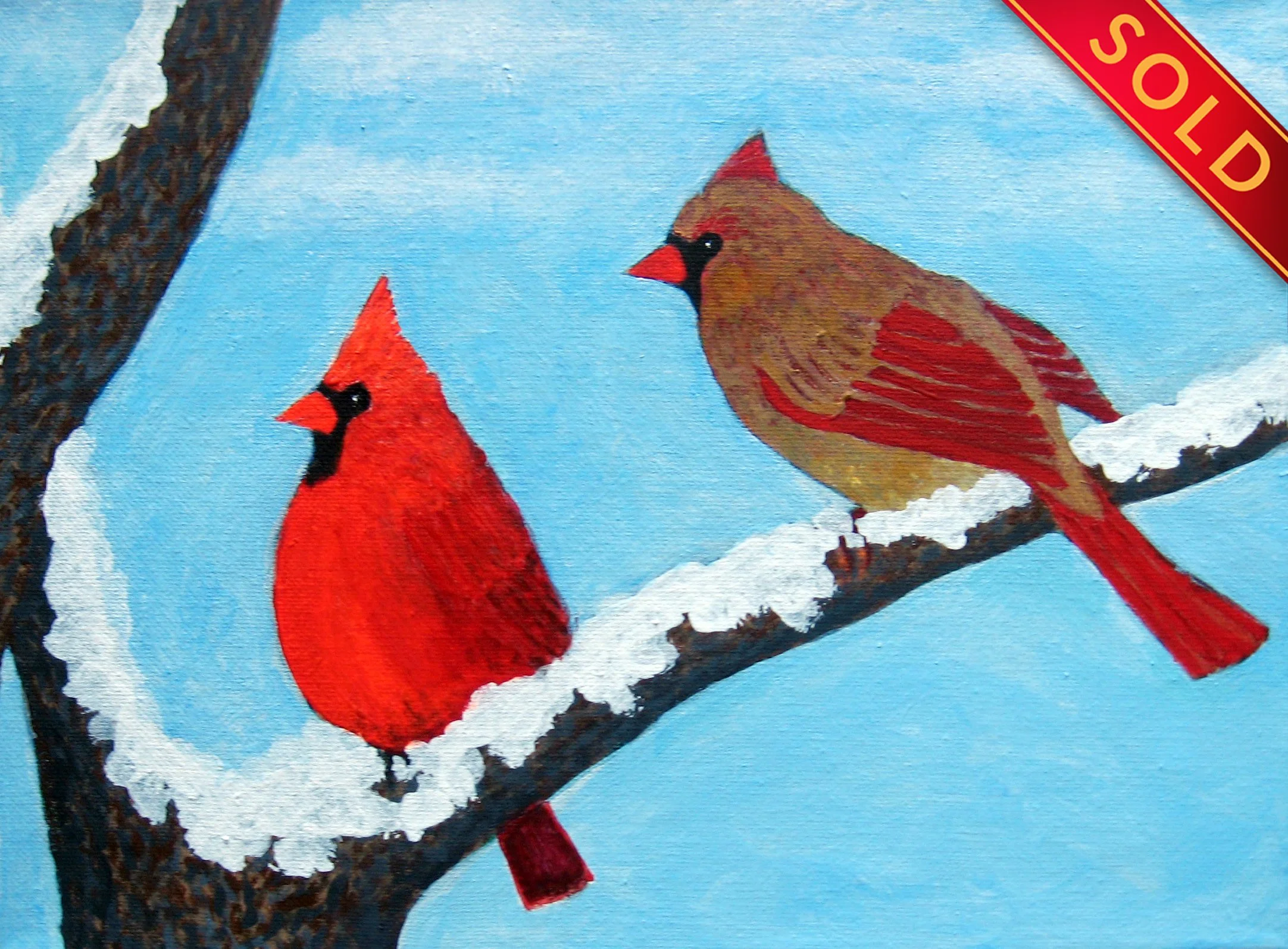 "Winter Cardinal Pair"