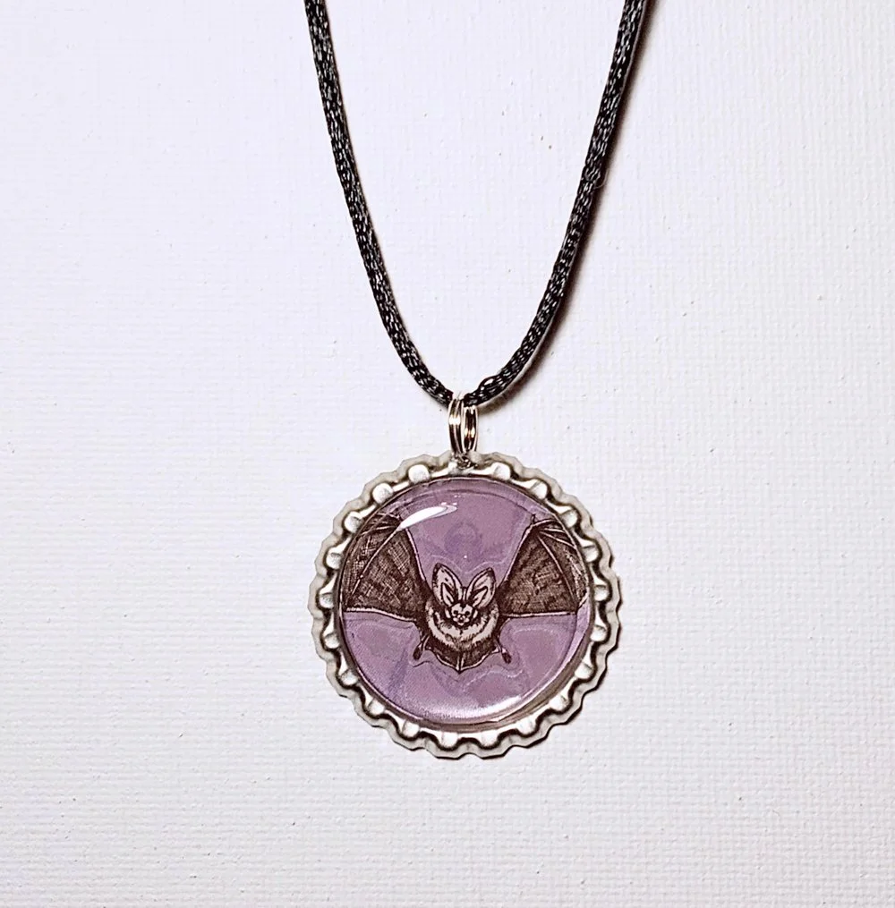 Purple Bat Pendant Necklace