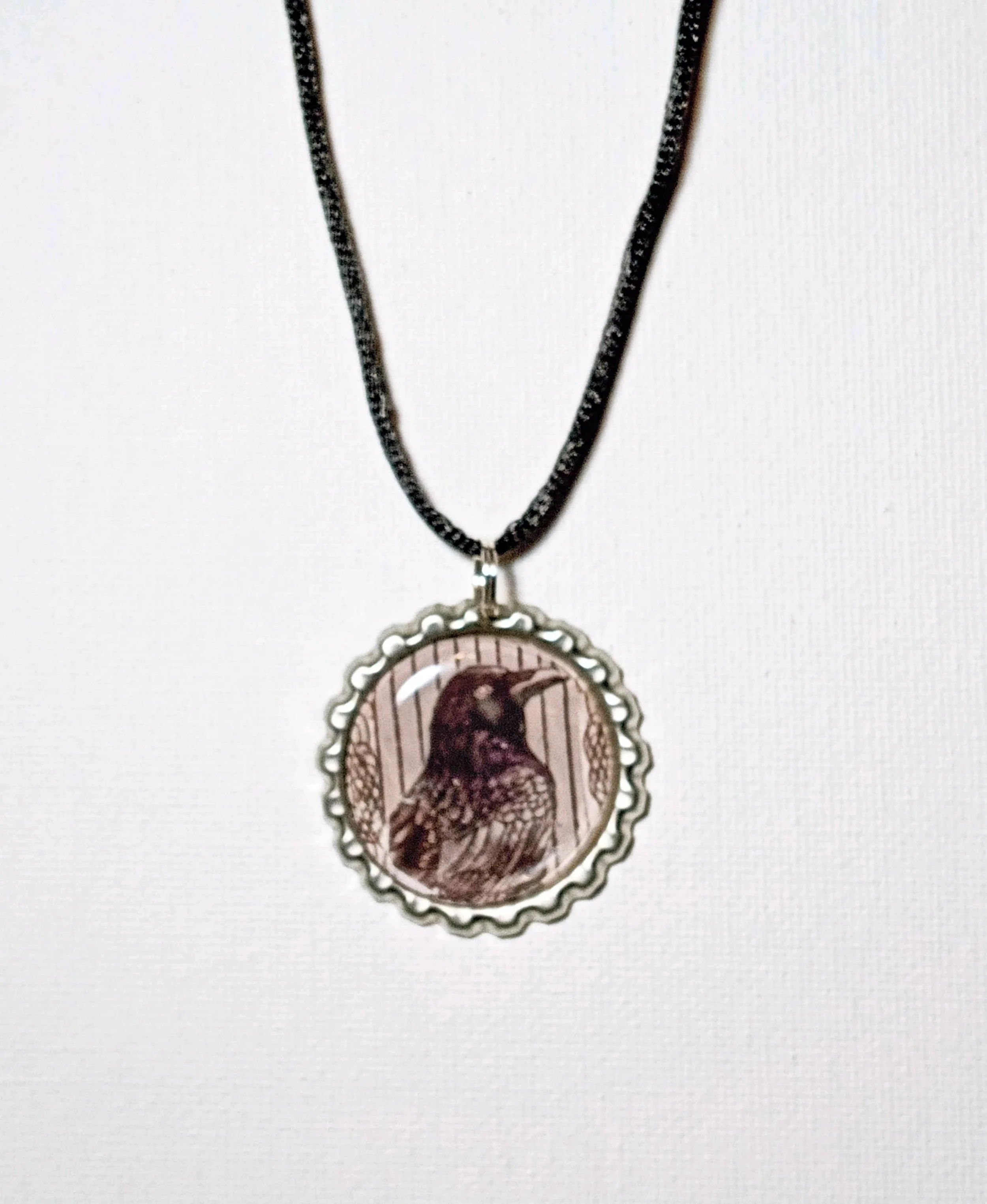 Goth Crow Pendant Necklace