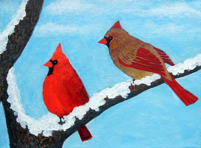 "Winter Cardinal Pair"