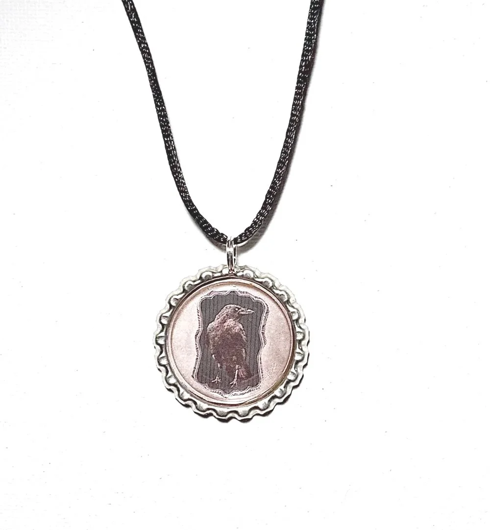 Goth Raven Pendant Necklace