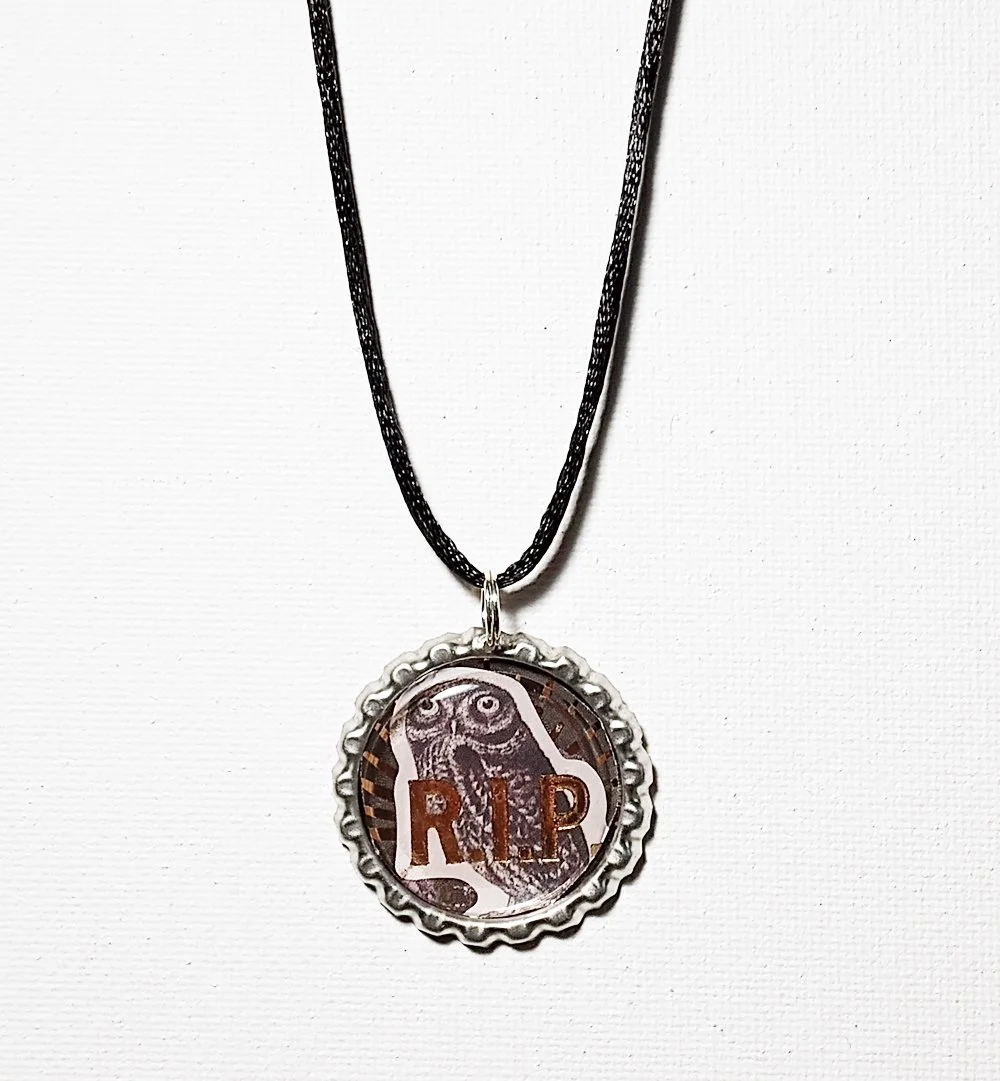 RIP Owl Pendant Necklace