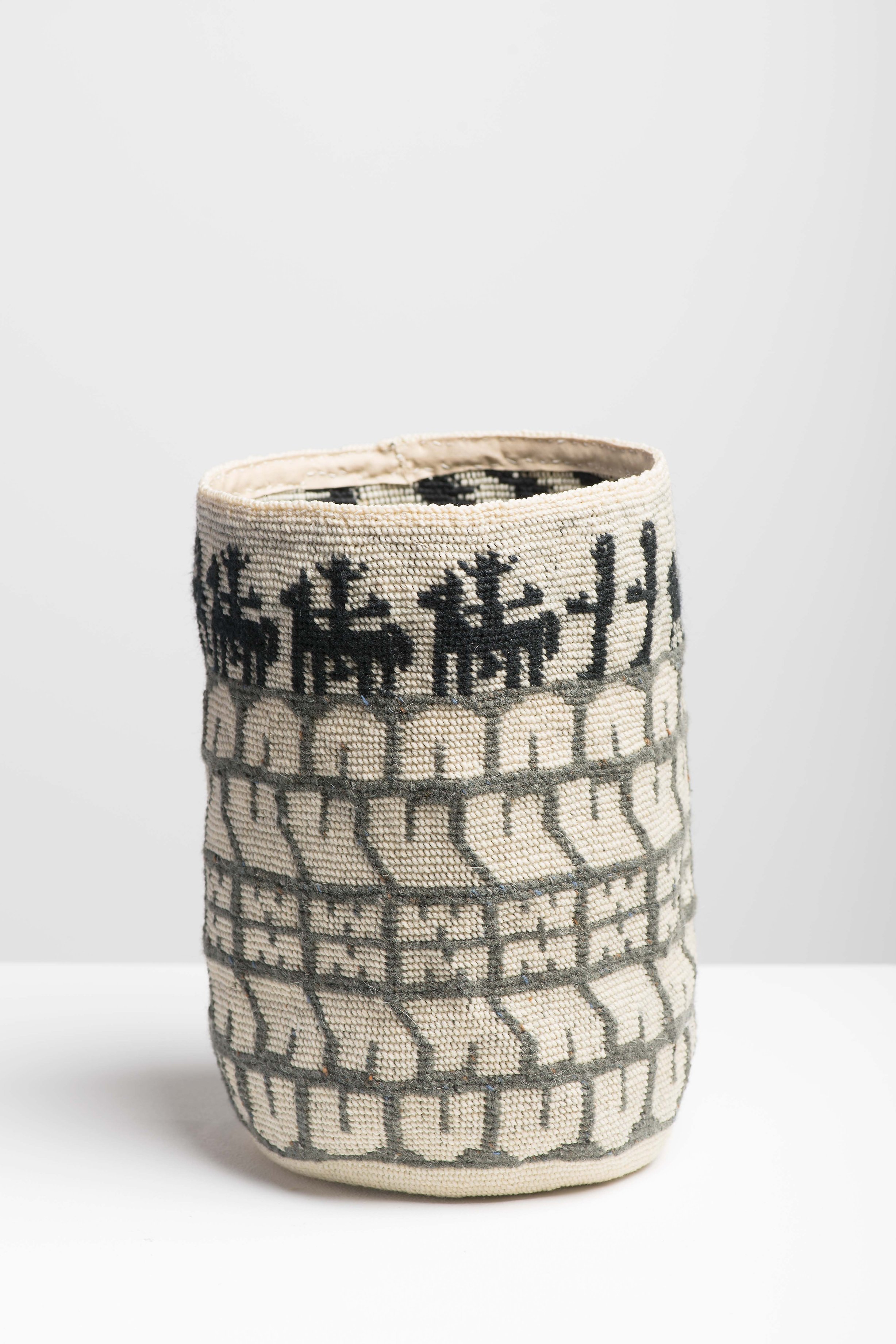 Omak Stampede Parade, 2017, Waxed linen and wool, 9 x 6 in.