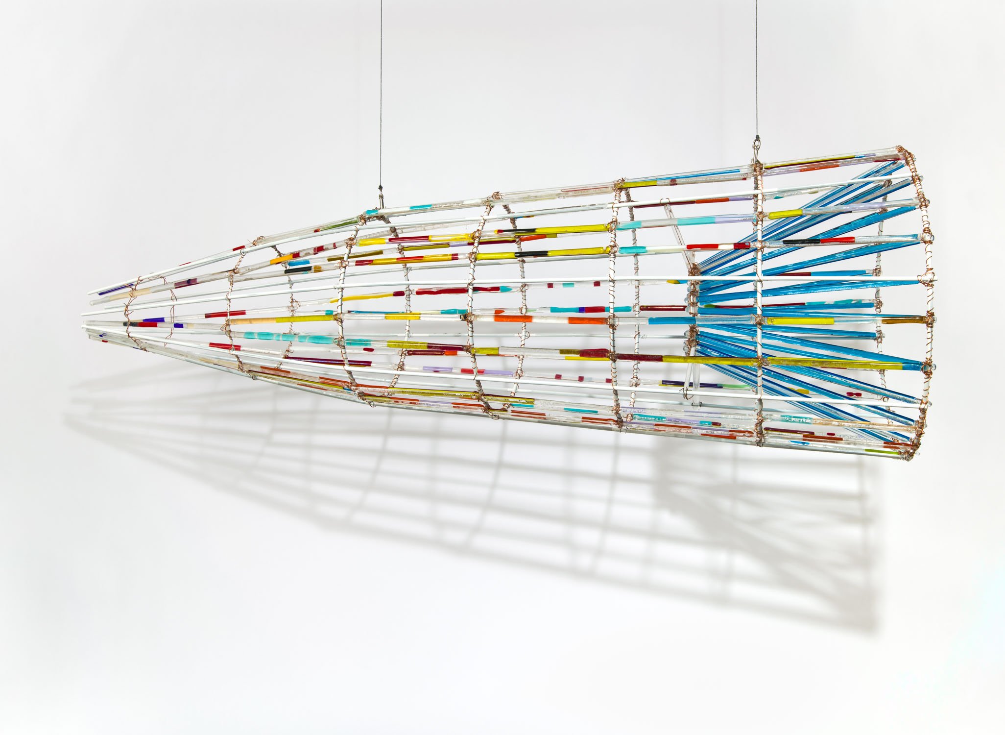 Fish Trap, 2021-22, fused glass and metal, 24 x 72 x 24 inches.
Currently on view in "Sharing Honors and Burdens: Renwick Invitational 2023," Renwick Gallery of the Smithsonian American Art Museum, Washington DC.