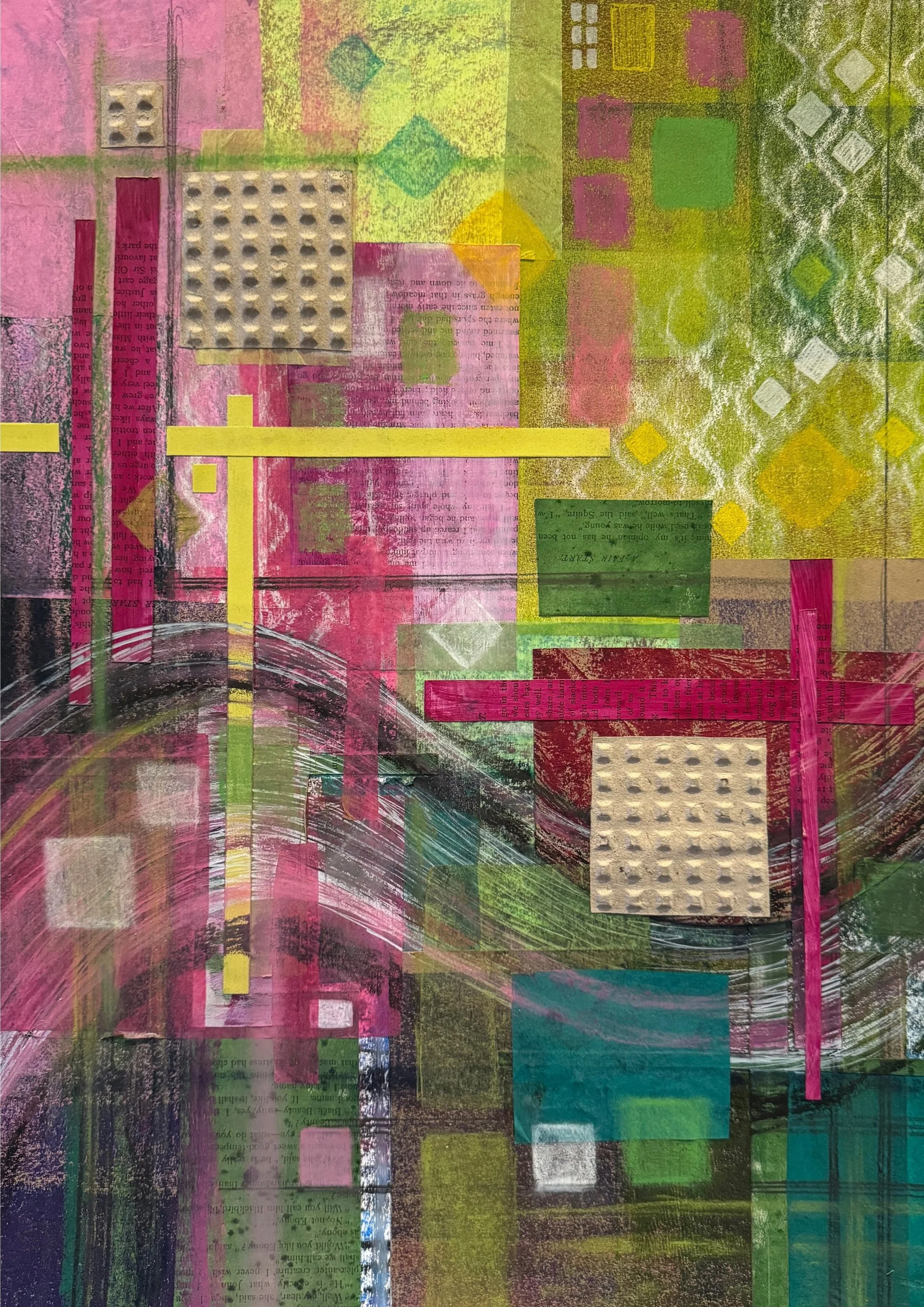 "Abstract Composition"
Collaged gelli prints and mixed media, 2025
© Ella Hayward