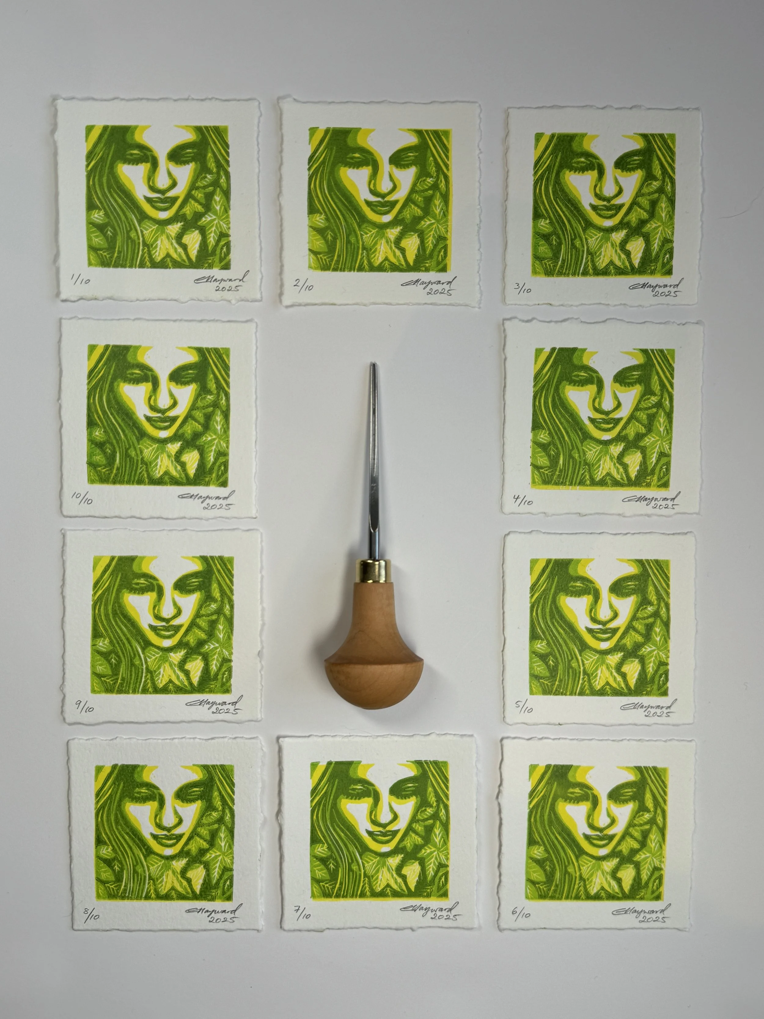 "Nature Girl"
Mini Lino print edition, 2025
© Ella Hayward